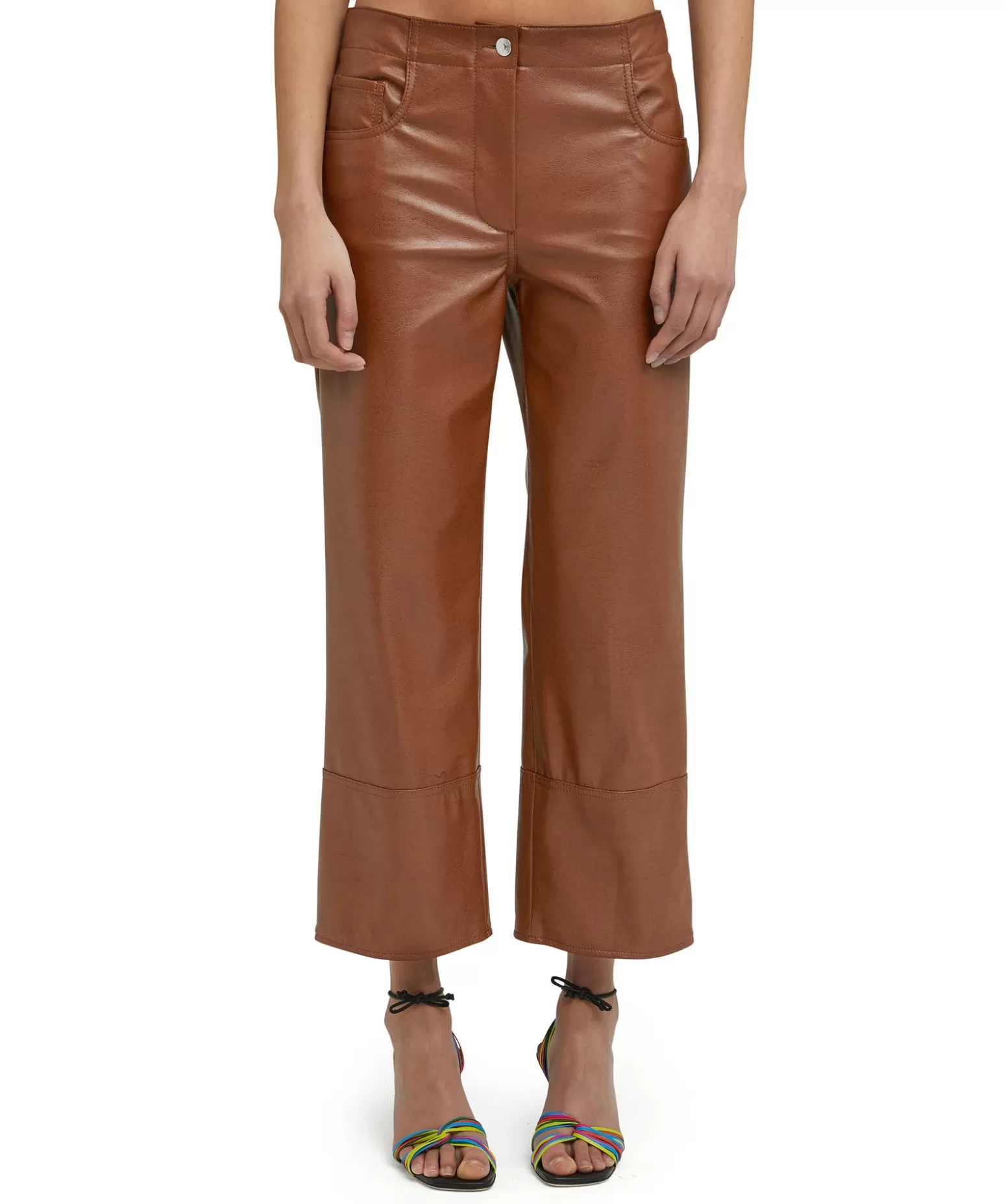 Donna MSGM Pantalone A Boot-Cut A Gamba Dritta In Eco-Nappa