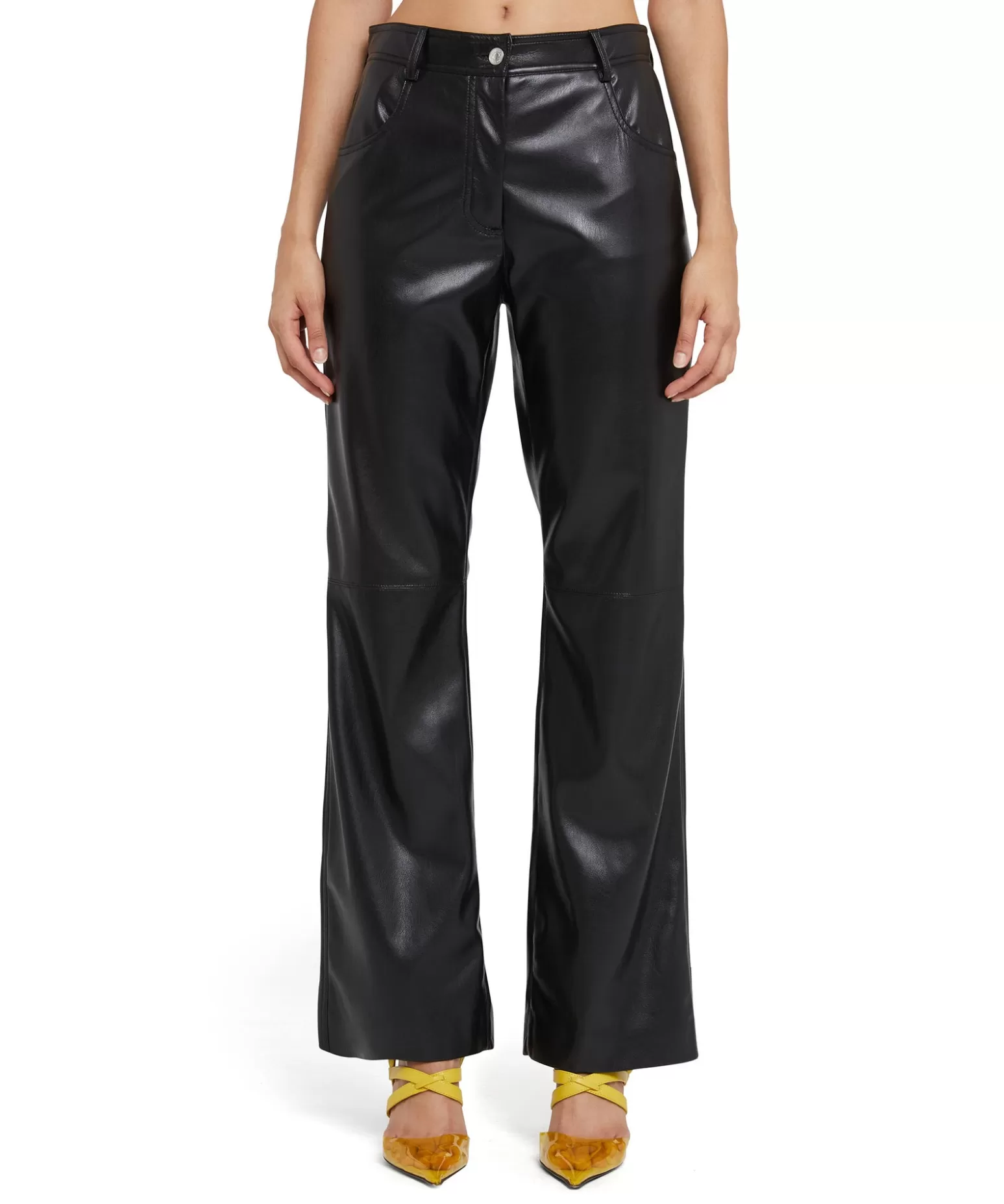 Donna MSGM Pantalone A Gamba Dritta In Ecopelle