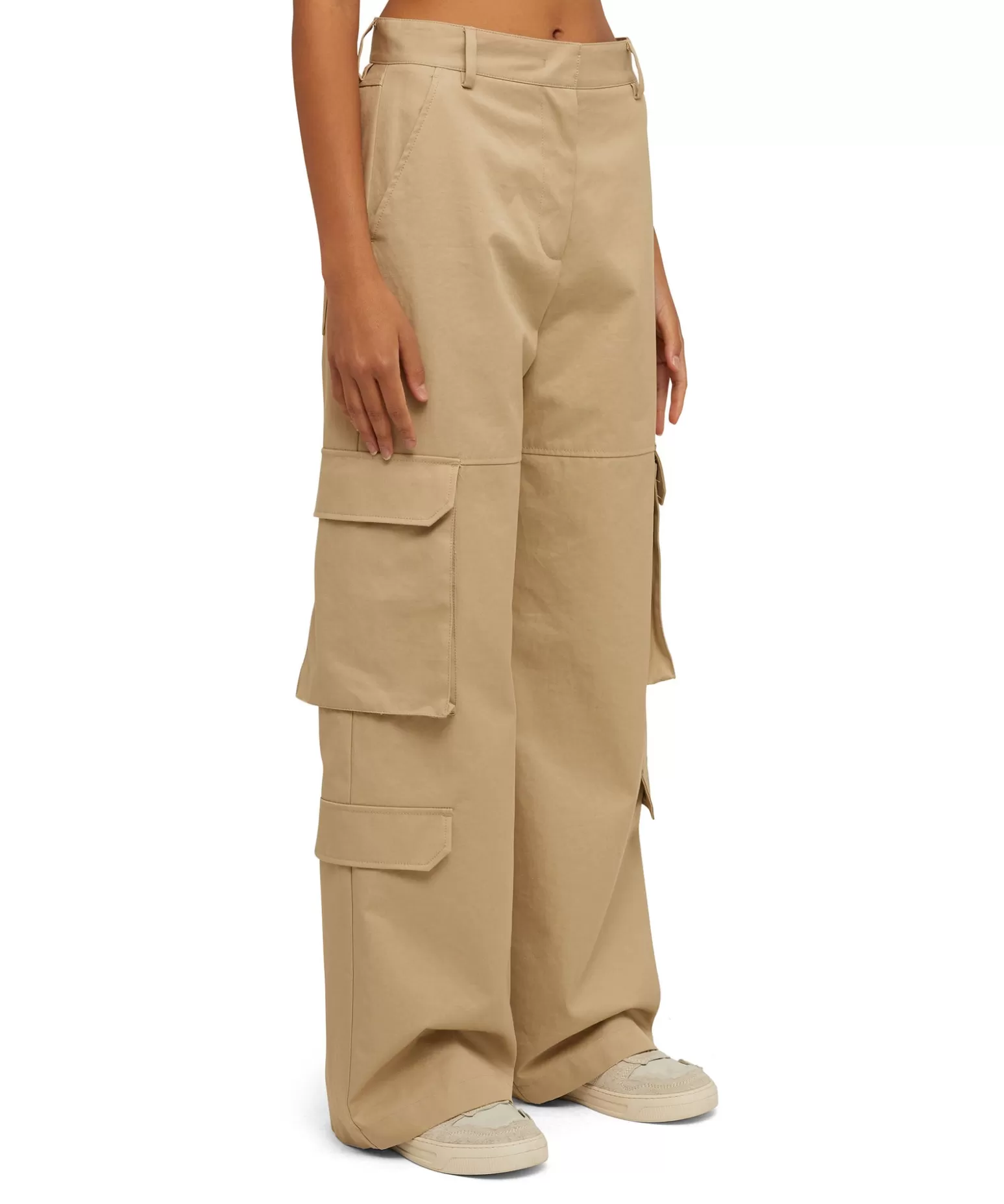 Donna MSGM Pantalone Cargo A Gamba Dritta In Cotone Tinta Unita