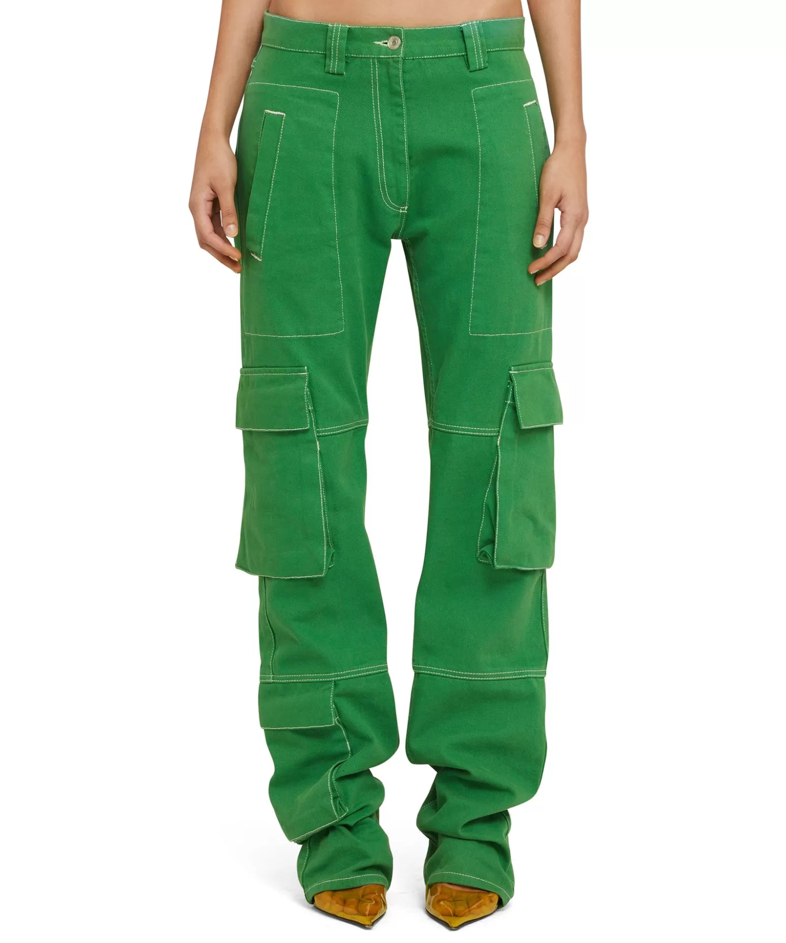 Donna MSGM Pantalone Cargo In Bull Tinta Unita