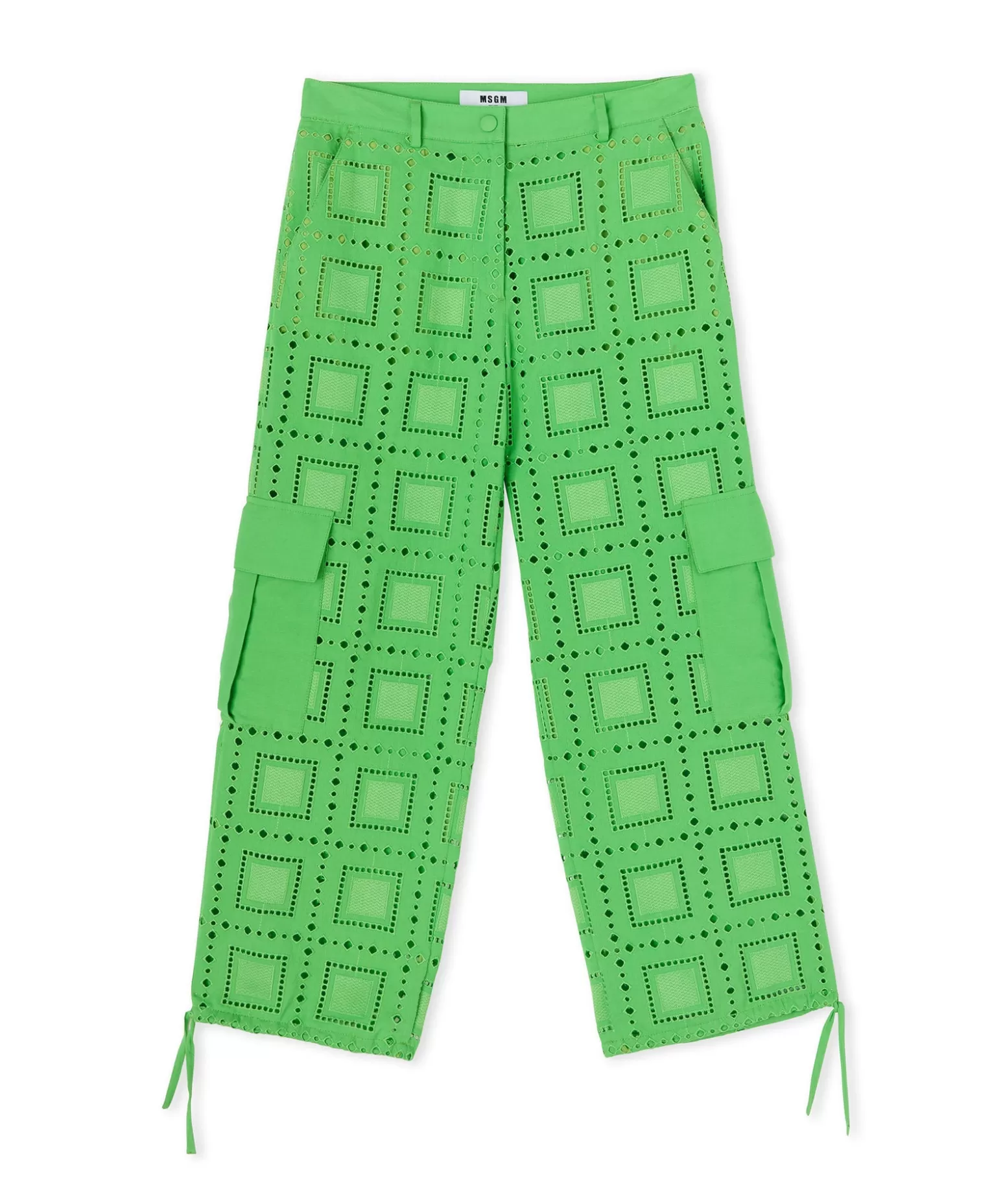 Donna MSGM Pantalone Cargo In Cotone Sangallo Tinta Unita