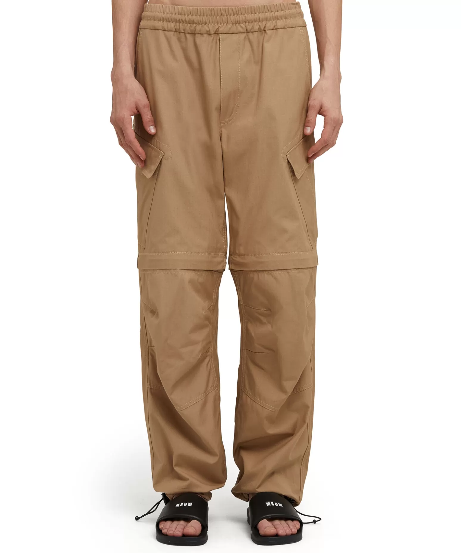 Uomo MSGM Pantalone Cargo In Cotone Tinta Unita