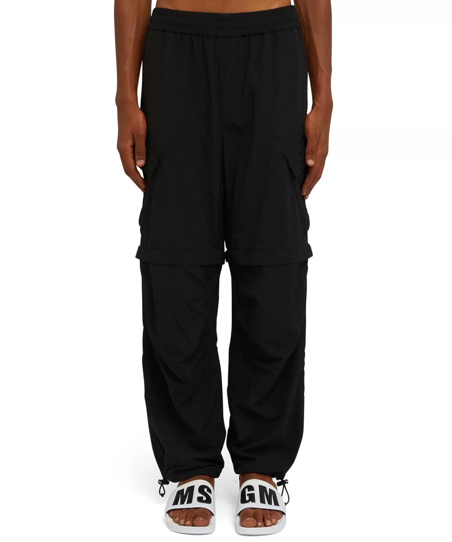 Uomo MSGM Pantalone Cargo In Nylon Tecnico Tinta Unita