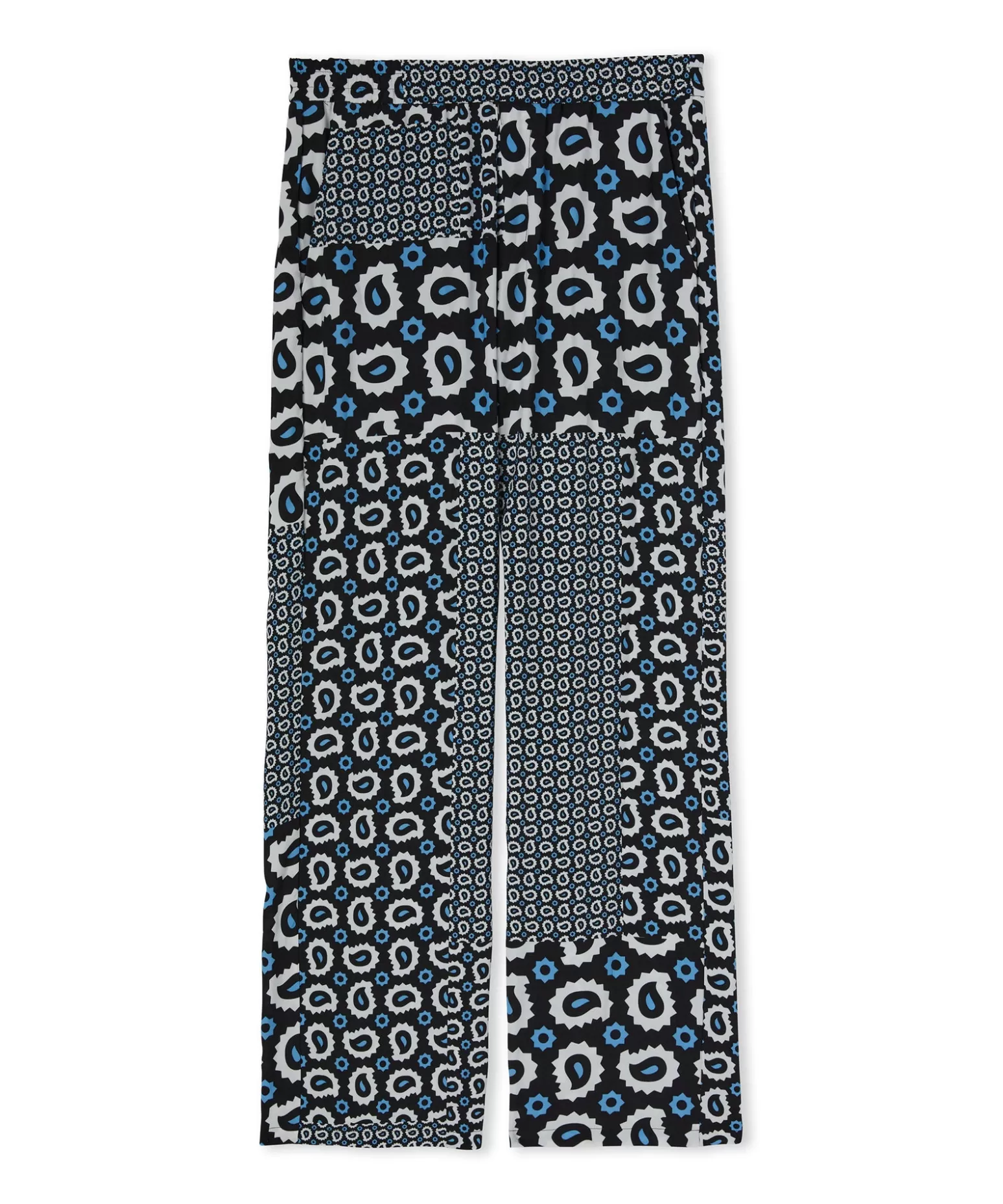 Uomo MSGM Pantalone Fluido In Viscosa A Gamba Dritta Con Stampa "Patchwork Paisley"