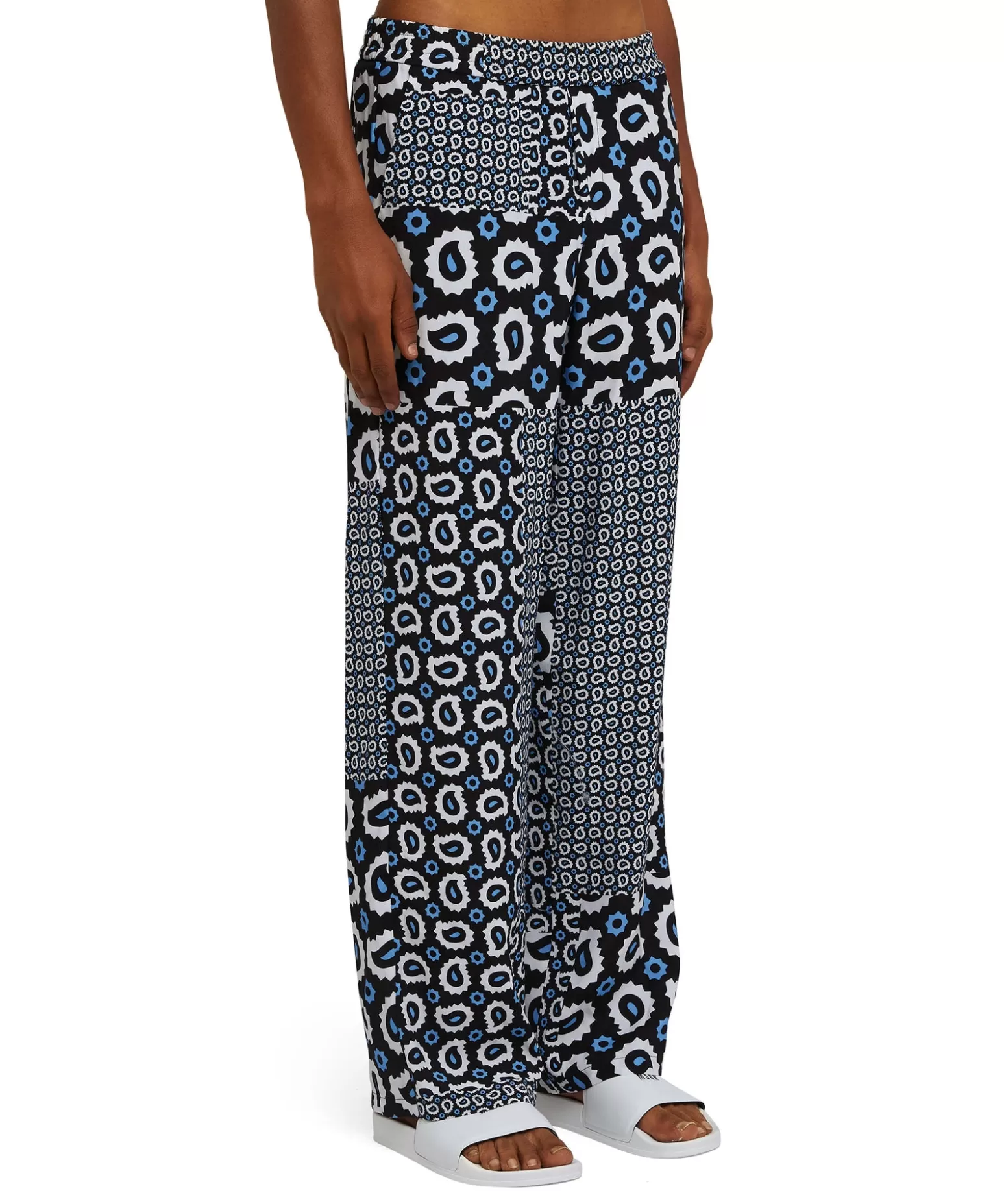 Uomo MSGM Pantalone Fluido In Viscosa A Gamba Dritta Con Stampa "Patchwork Paisley"