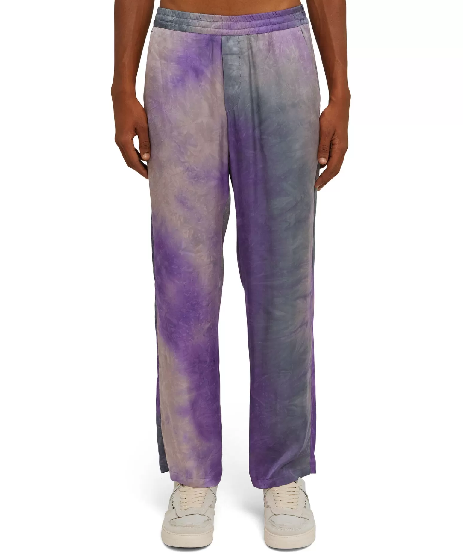 Uomo MSGM Pantalone Fluido Tie Dye A Gamba Dritta In Viscosa