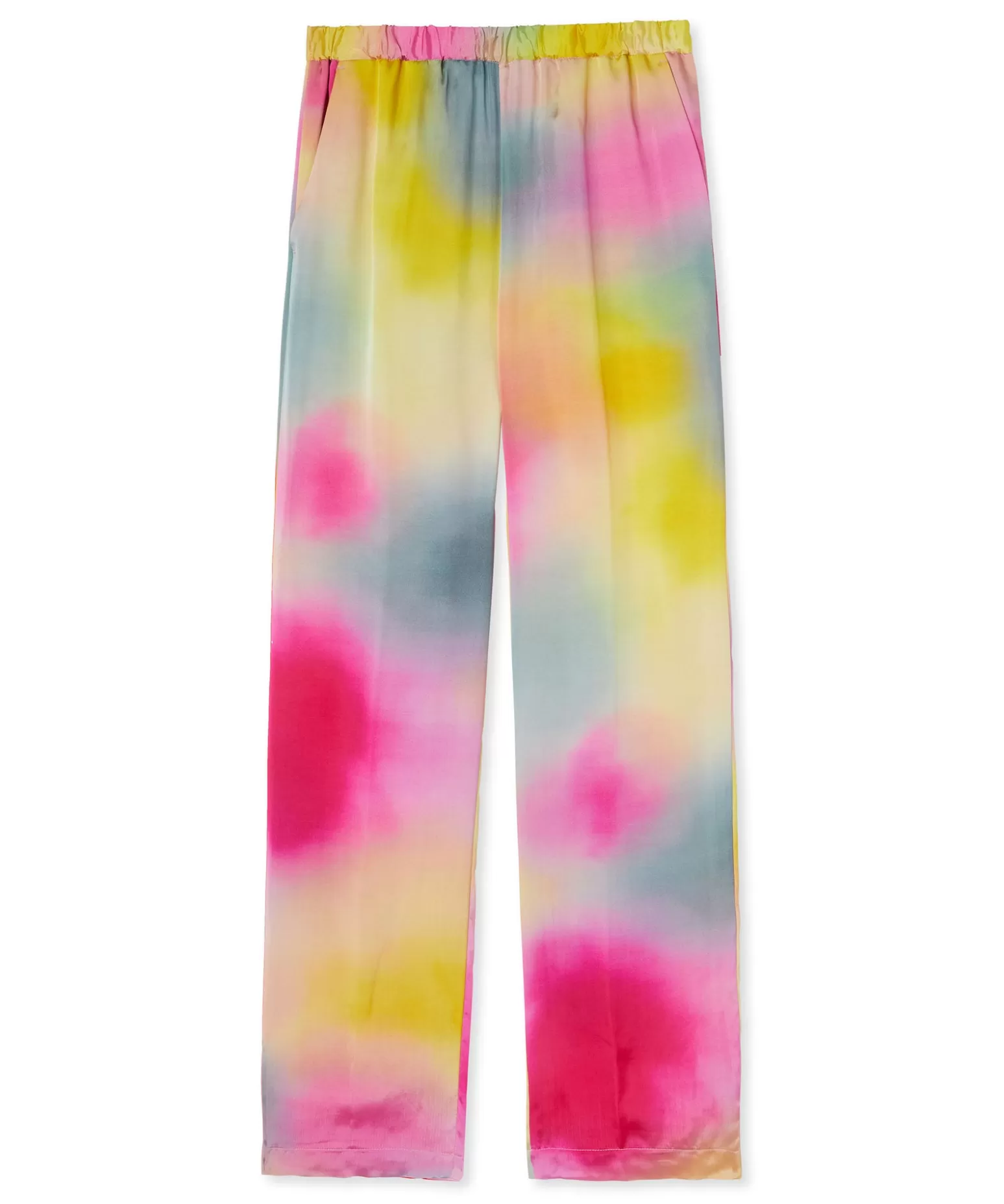 Donna MSGM Pantalone Fluido Tie Dye A Gamba Dritta In Viscosa E Twill