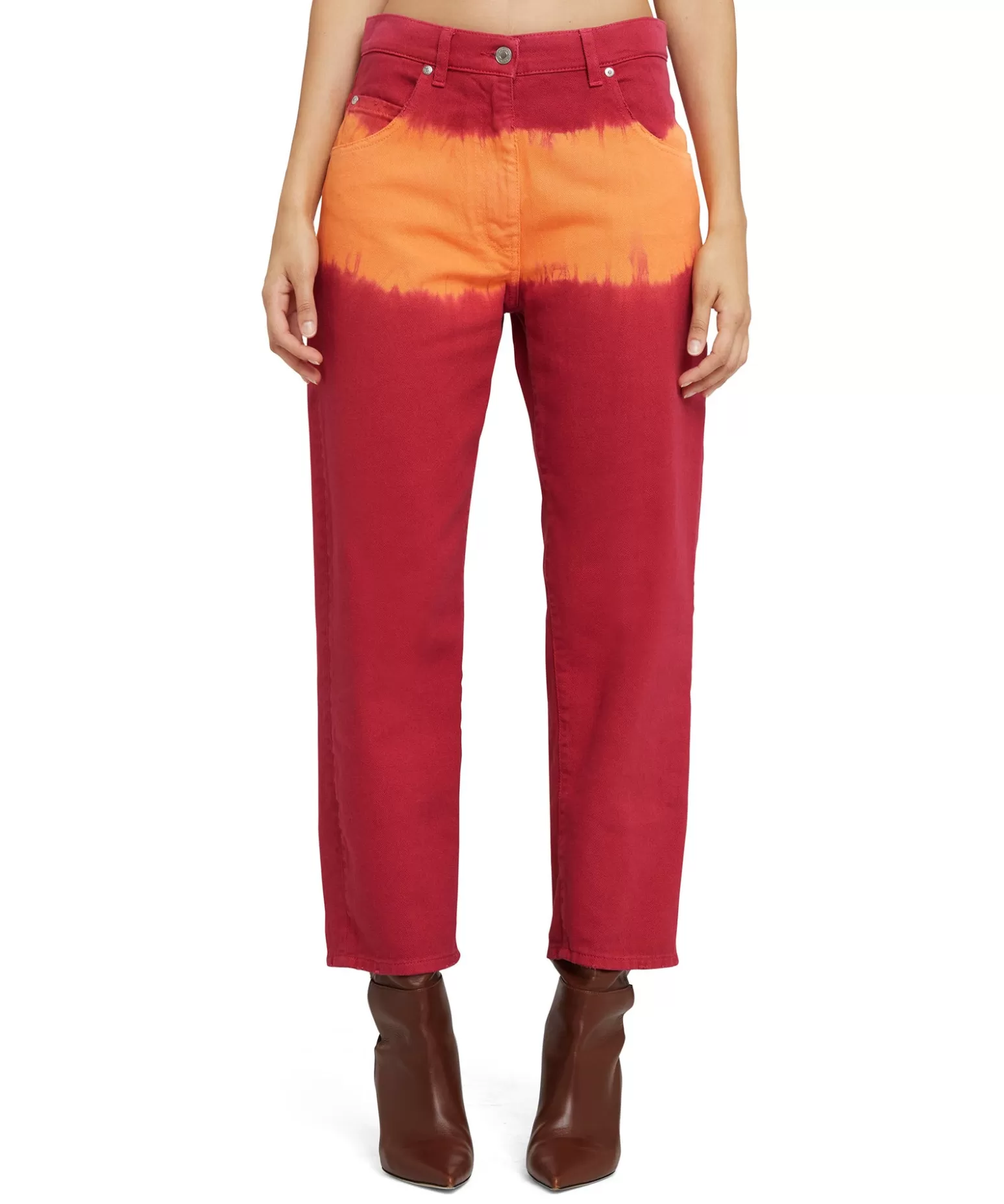 Donna MSGM Pantalone In Bull A Gamba Dritta Con Lavorazione "Tie Dye Bull"