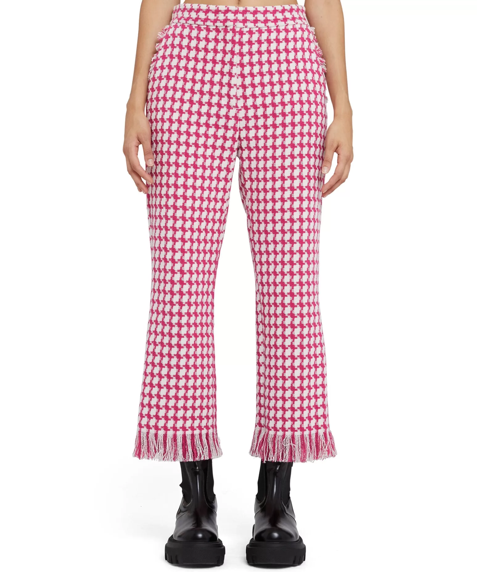 Donna MSGM Pantaloni A Gamba Dritta In Pied De Poule