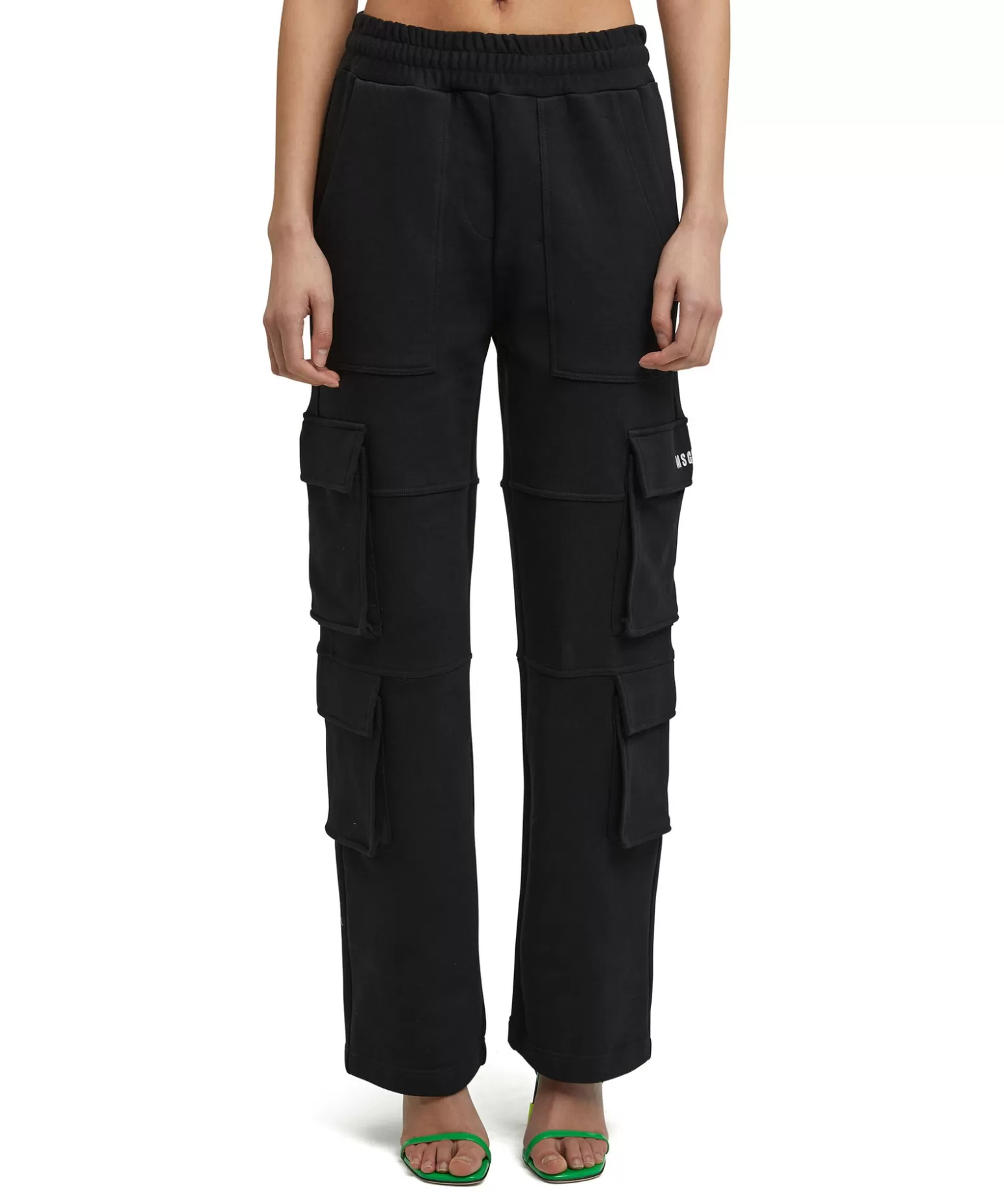 Donna MSGM Pantaloni Joggers Cargo In Cotone Con Gamba Dritta