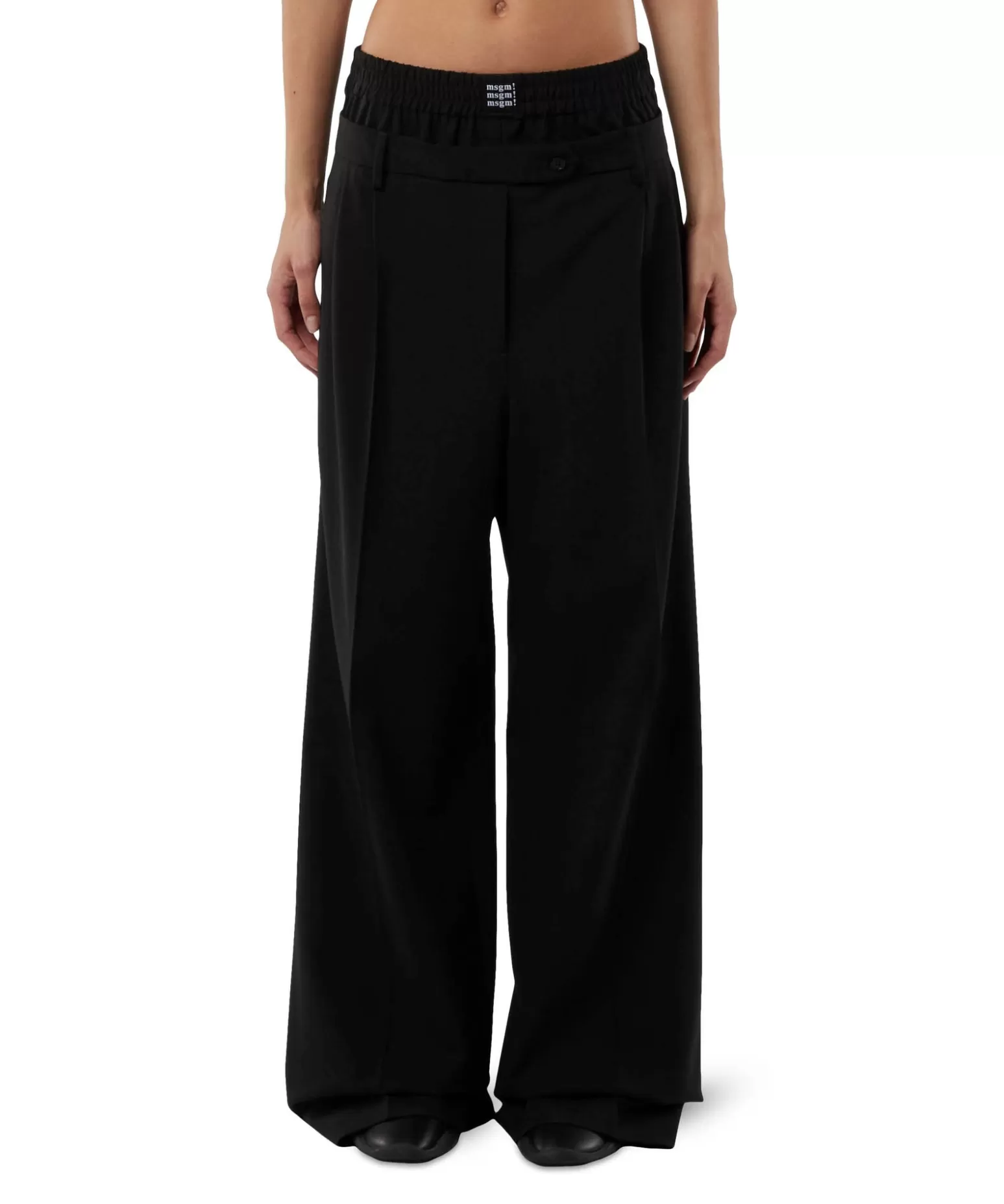 Donna MSGM Pantaloni Sartoriale Con Boxer Incorporato In Lana Vergine