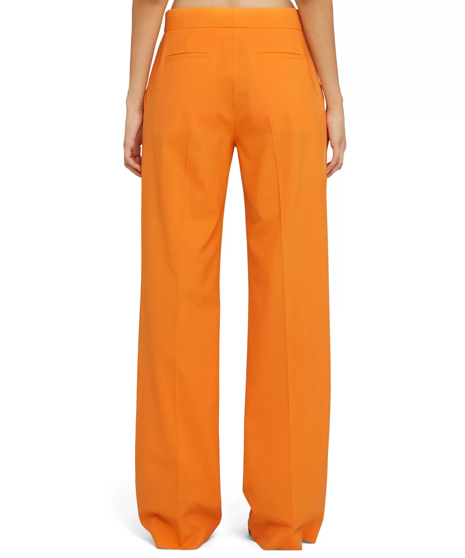 Donna MSGM Pantaloni Tailoring A Gamba Dritta In Fresco Lana