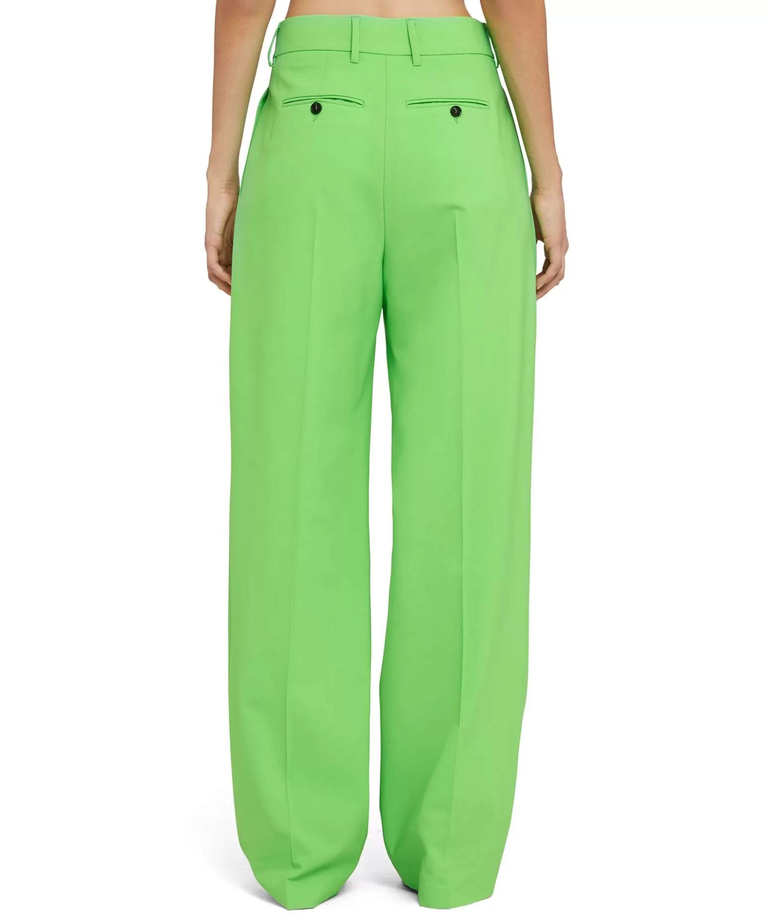 Donna MSGM Pantaloni Tailoring A Gamba Dritta In Fresco Lana