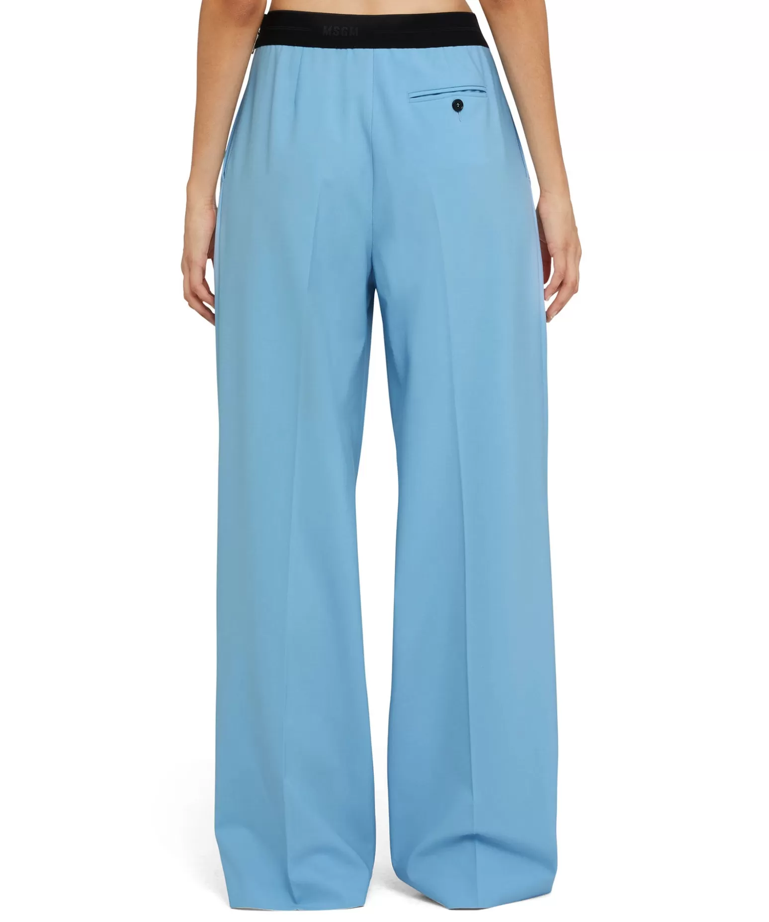 Donna MSGM Pantaloni Tailoring A Gamba Dritta In Fresco Lana