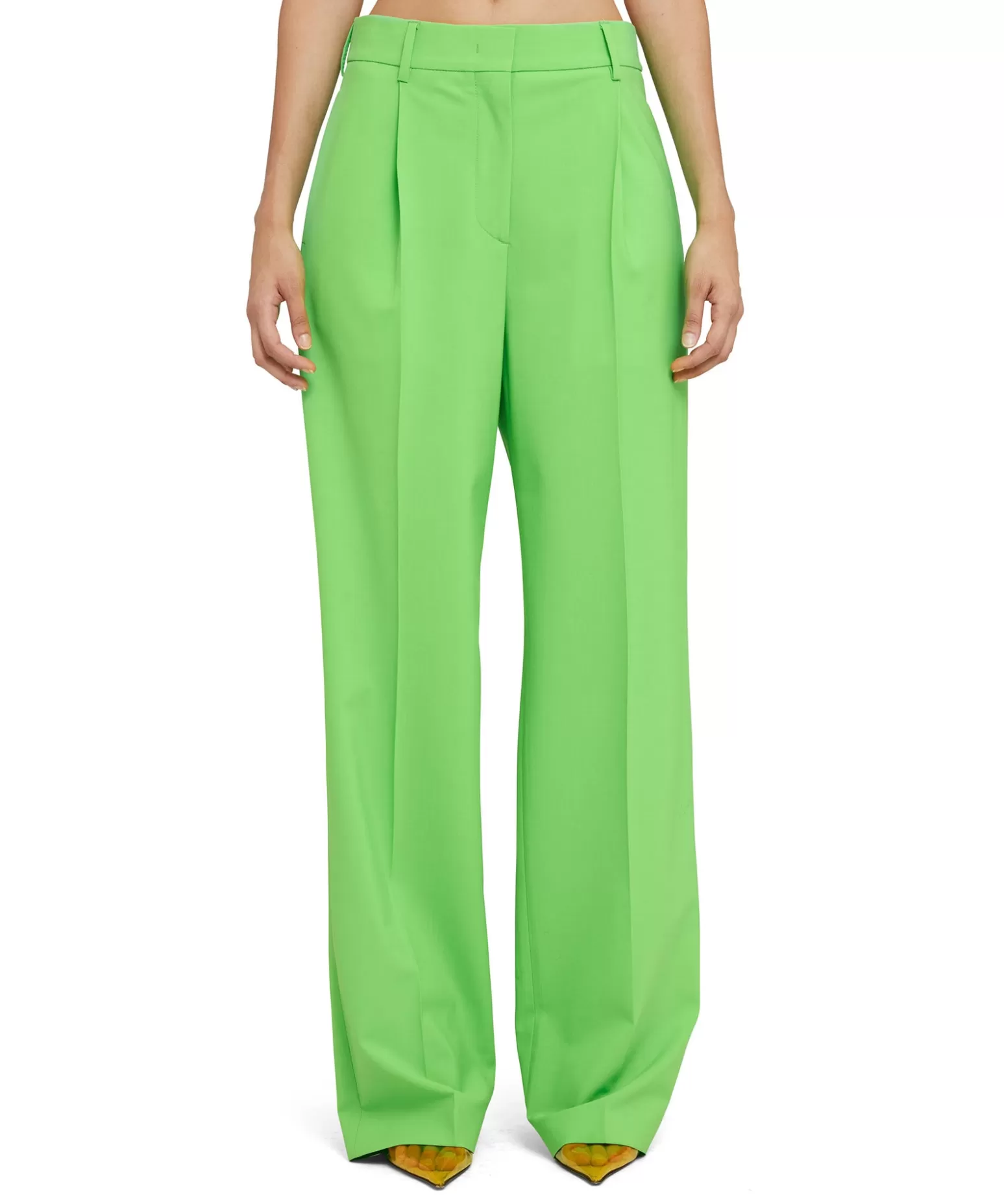 Donna MSGM Pantaloni Tailoring A Gamba Dritta In Fresco Lana