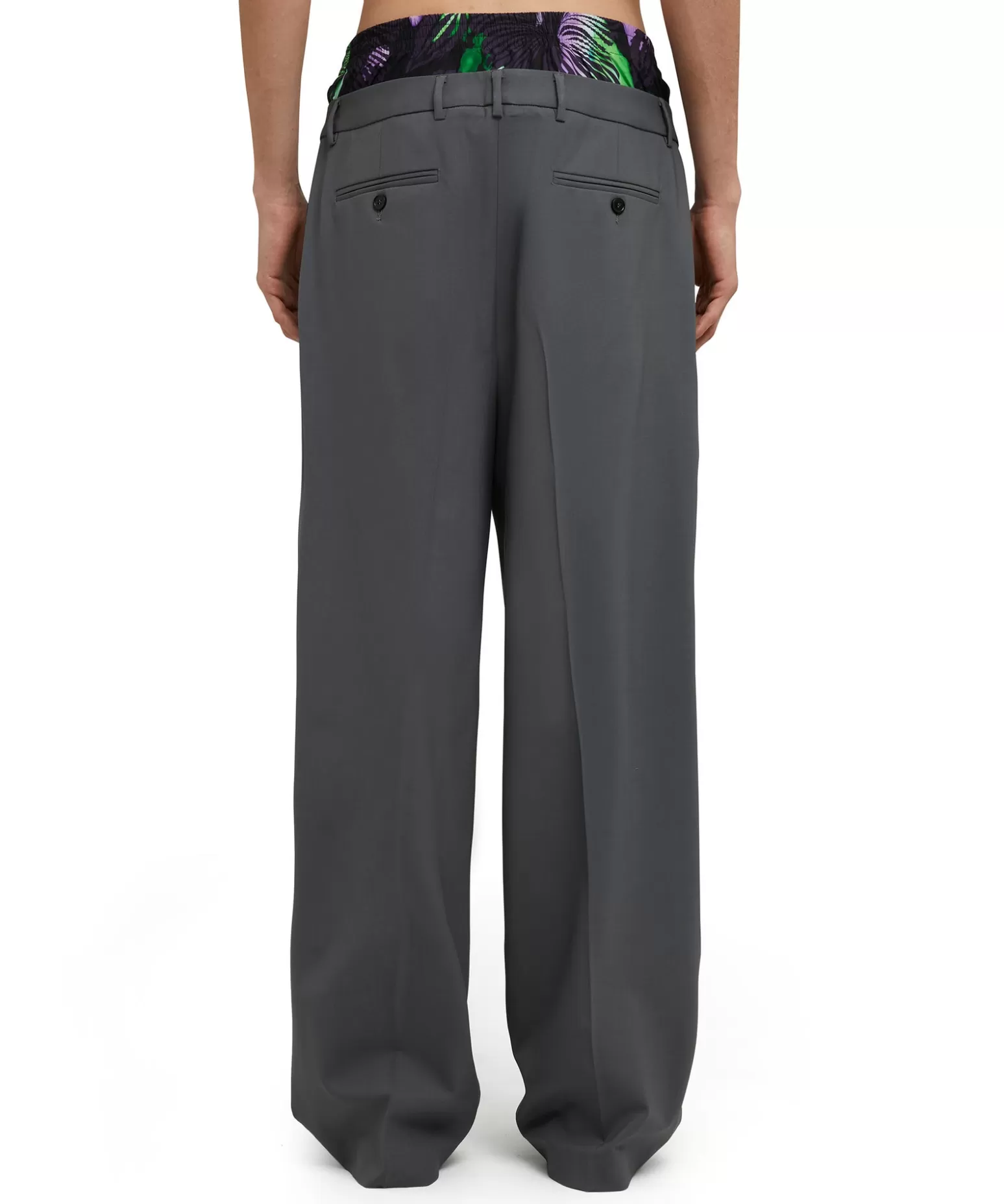 Uomo MSGM Pantaloni Tailoring Con Boxer "Hibiscus" Incorporato In Fresco Lana