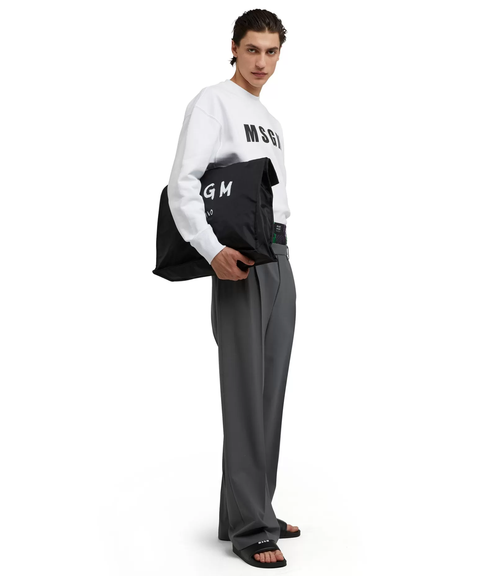 Uomo MSGM Pantaloni Tailoring Con Boxer "Hibiscus" Incorporato In Fresco Lana