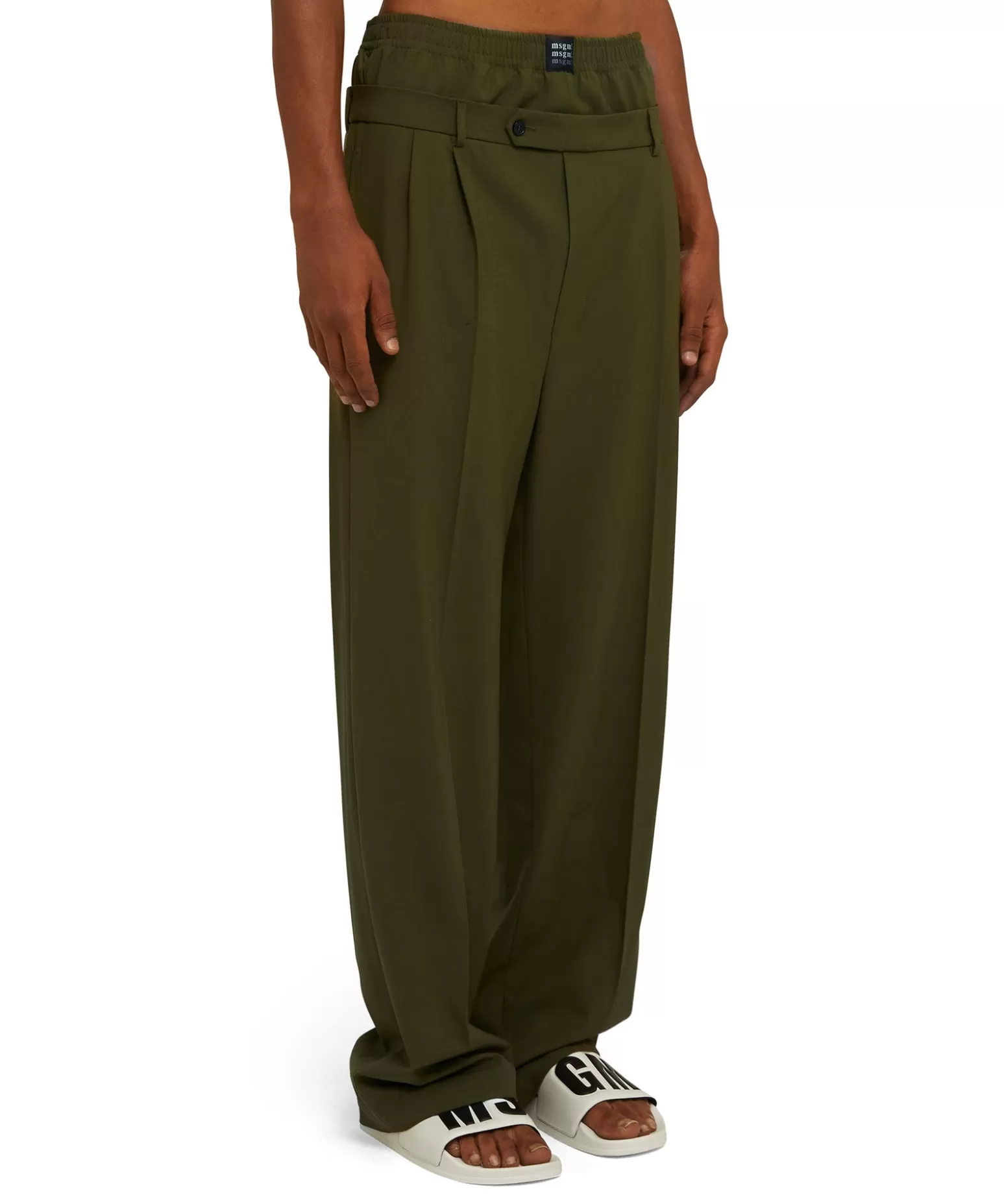 Uomo MSGM Pantaloni Tailoring Con Boxer Incorporato In Fresco Lana