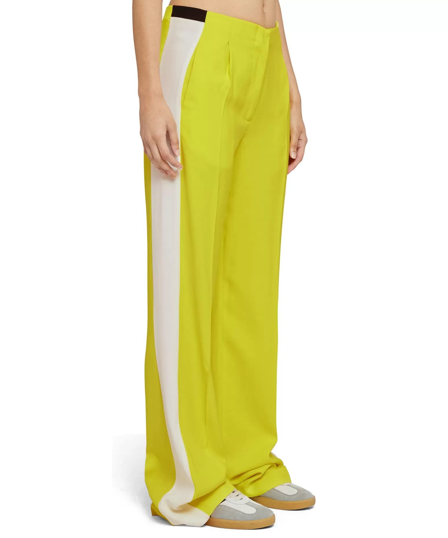 Donna MSGM Pantaloni Tailoring Full Length In Viscosa Con Banda Laterale A Contrasto