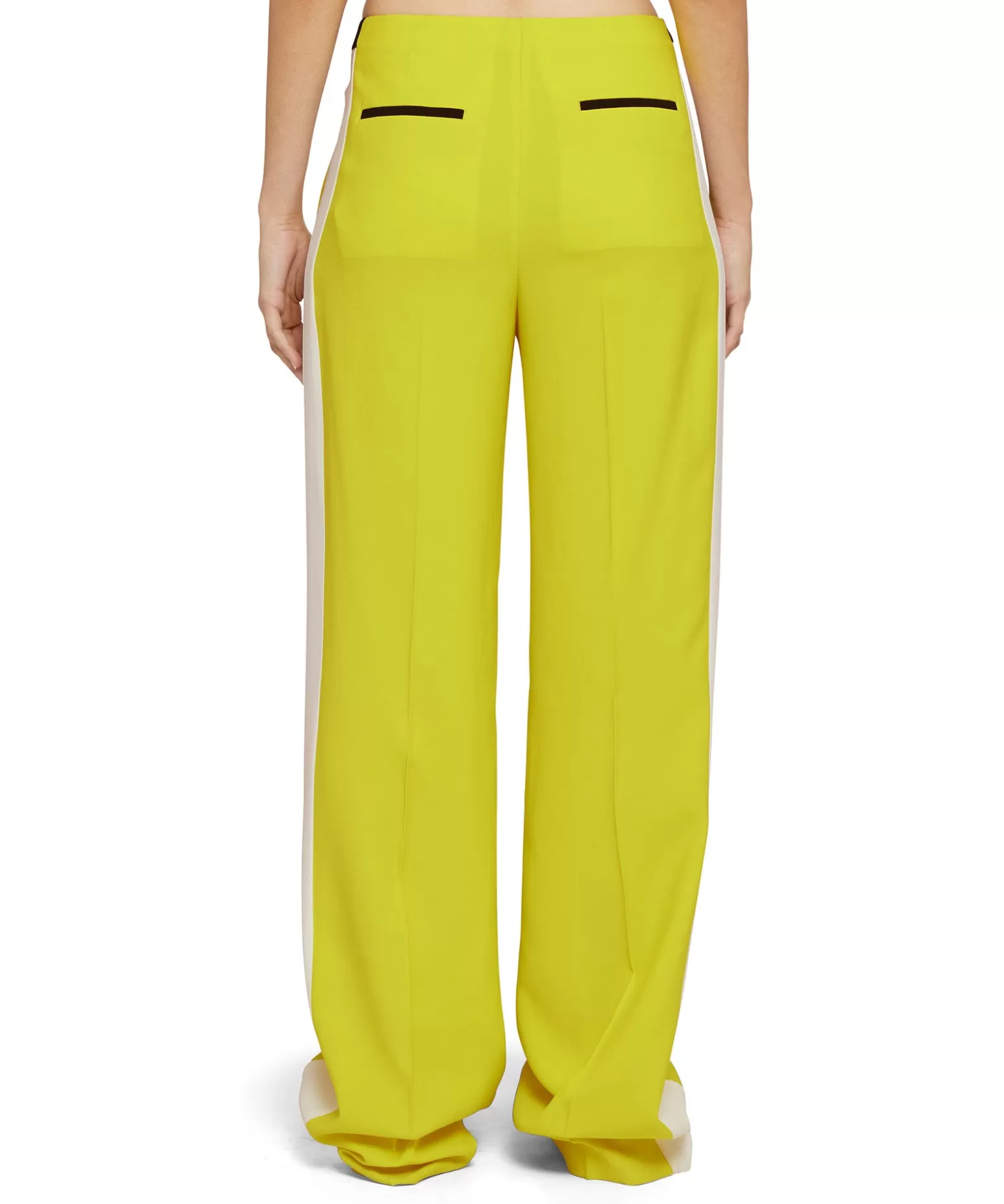 Donna MSGM Pantaloni Tailoring Full Length In Viscosa Con Banda Laterale A Contrasto