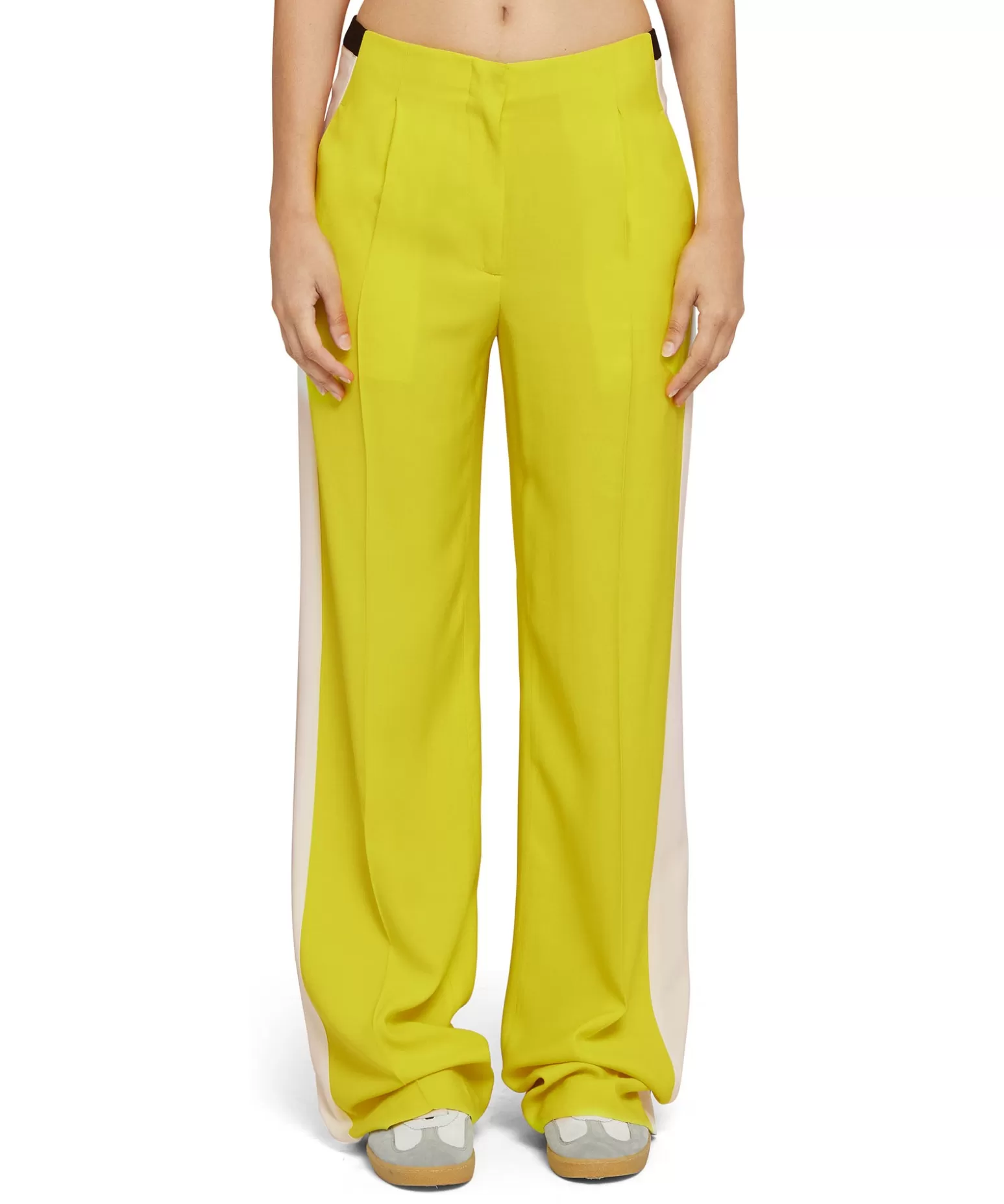 Donna MSGM Pantaloni Tailoring Full Length In Viscosa Con Banda Laterale A Contrasto
