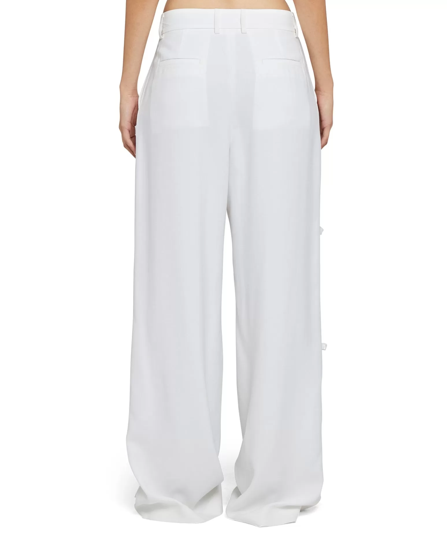 Donna MSGM Pantaloni Tailoring Full Length In Viscosa Con Fiocchi Applicati
