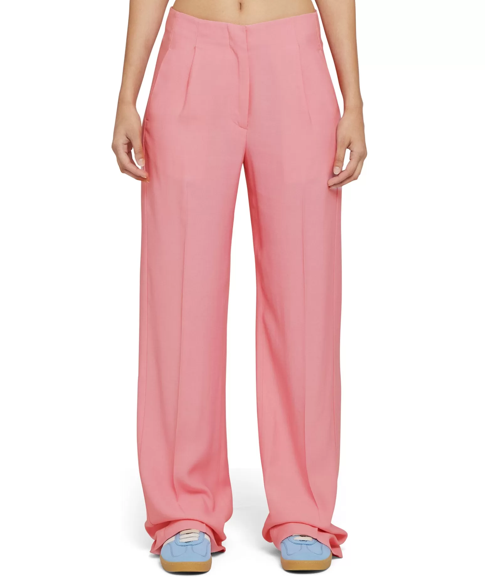 Donna MSGM Pantaloni Tailoring Full Length In Viscosa Con Pinces