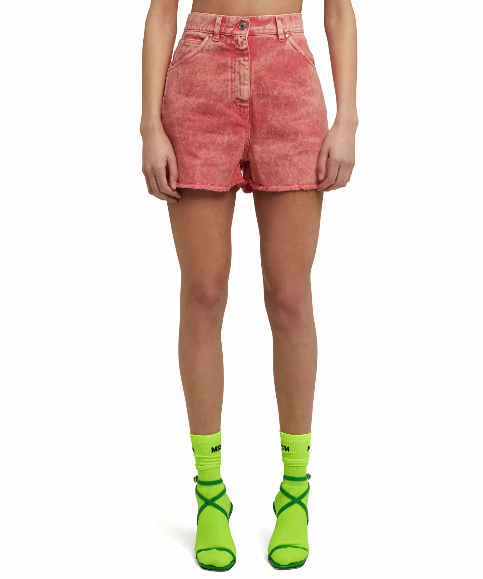 Donna MSGM Shorts In Bull Con Effetto "Marble"