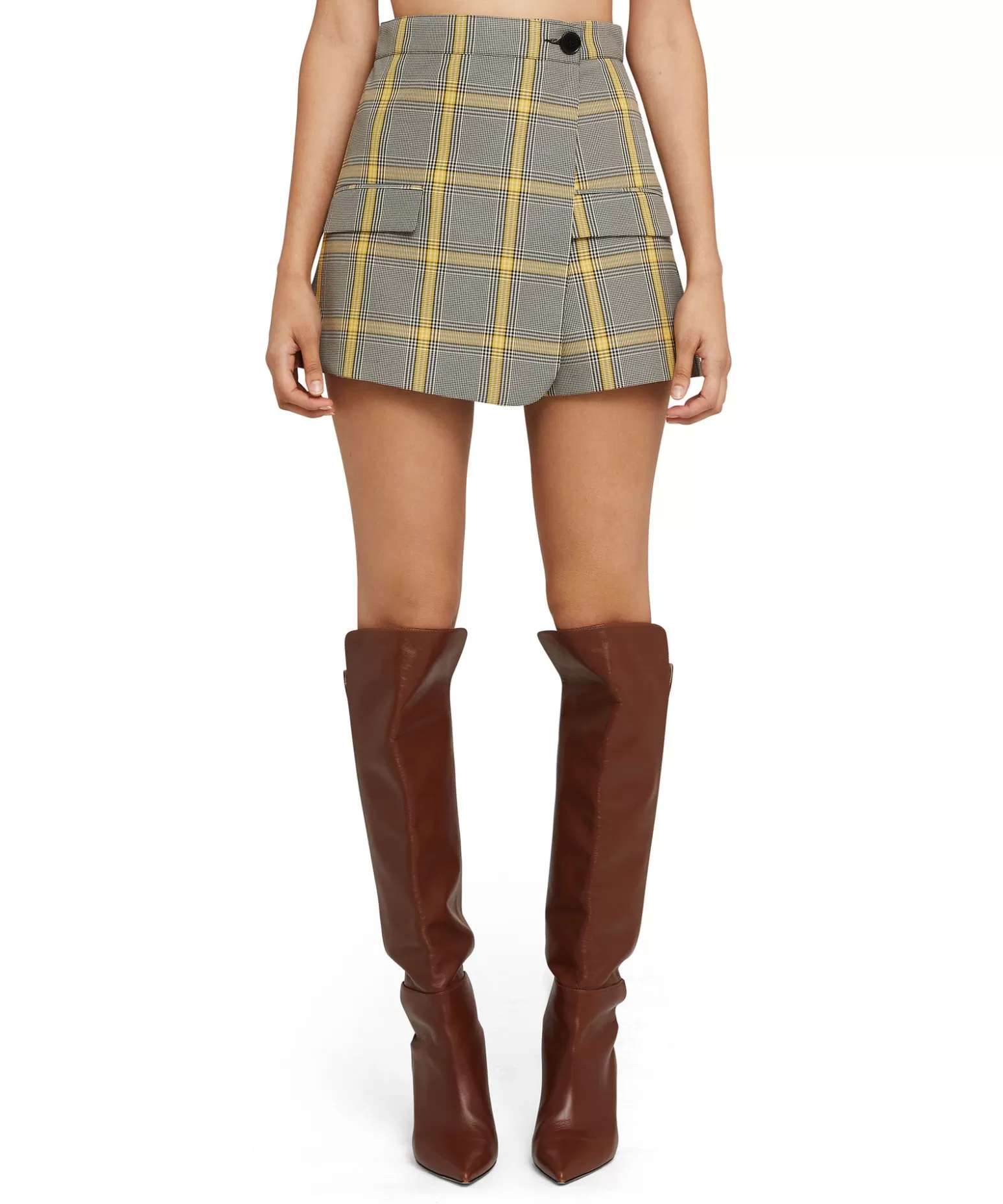 Donna MSGM Skort In Prince Of Wales Con Design A Portafoglio