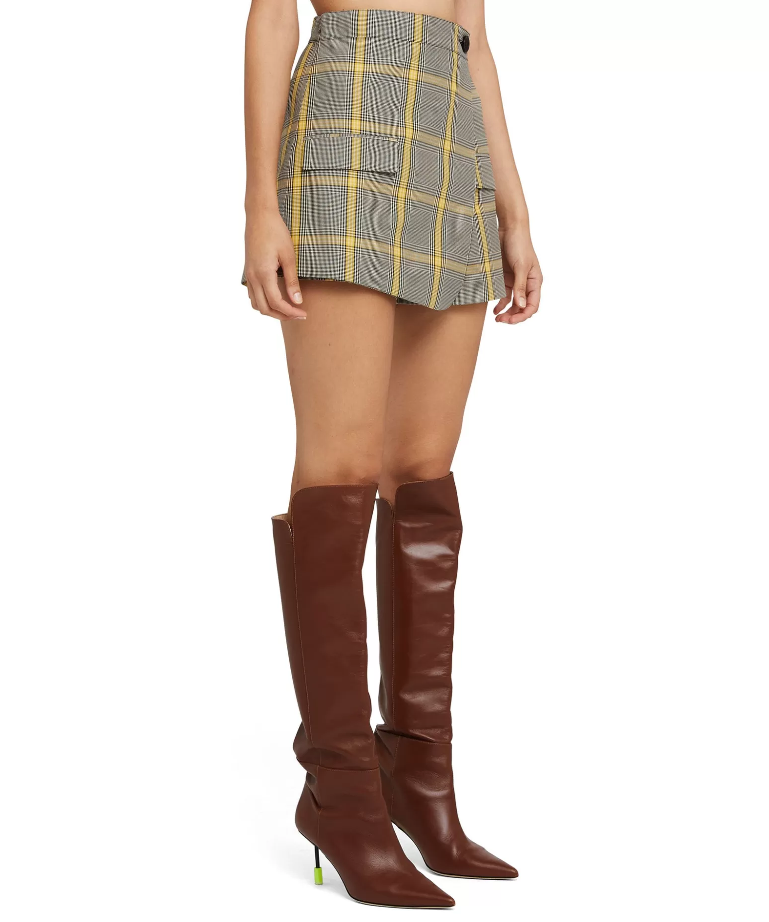 Donna MSGM Skort In Prince Of Wales Con Design A Portafoglio