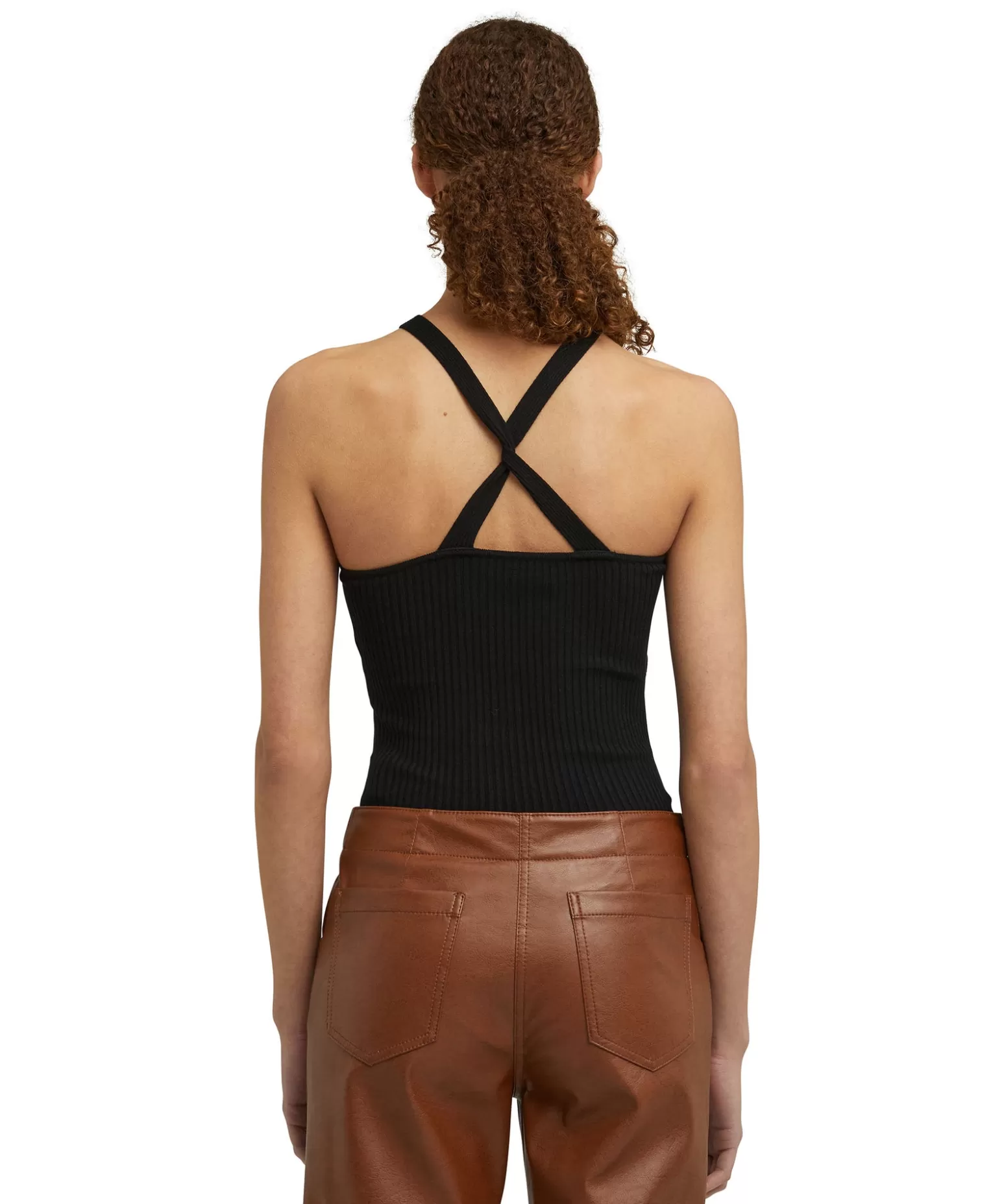 Donna MSGM Top Incorciato In Viscosa Elasticizzata A Coste