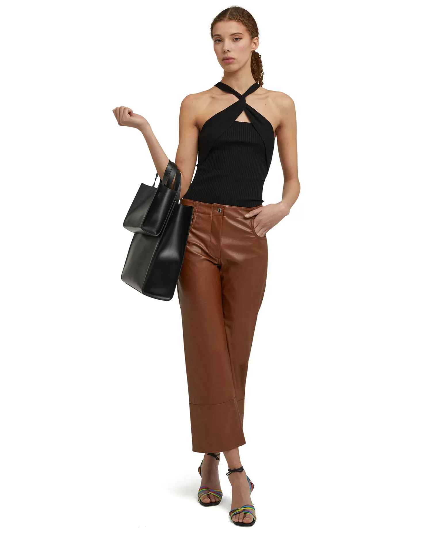 Donna MSGM Top Incorciato In Viscosa Elasticizzata A Coste