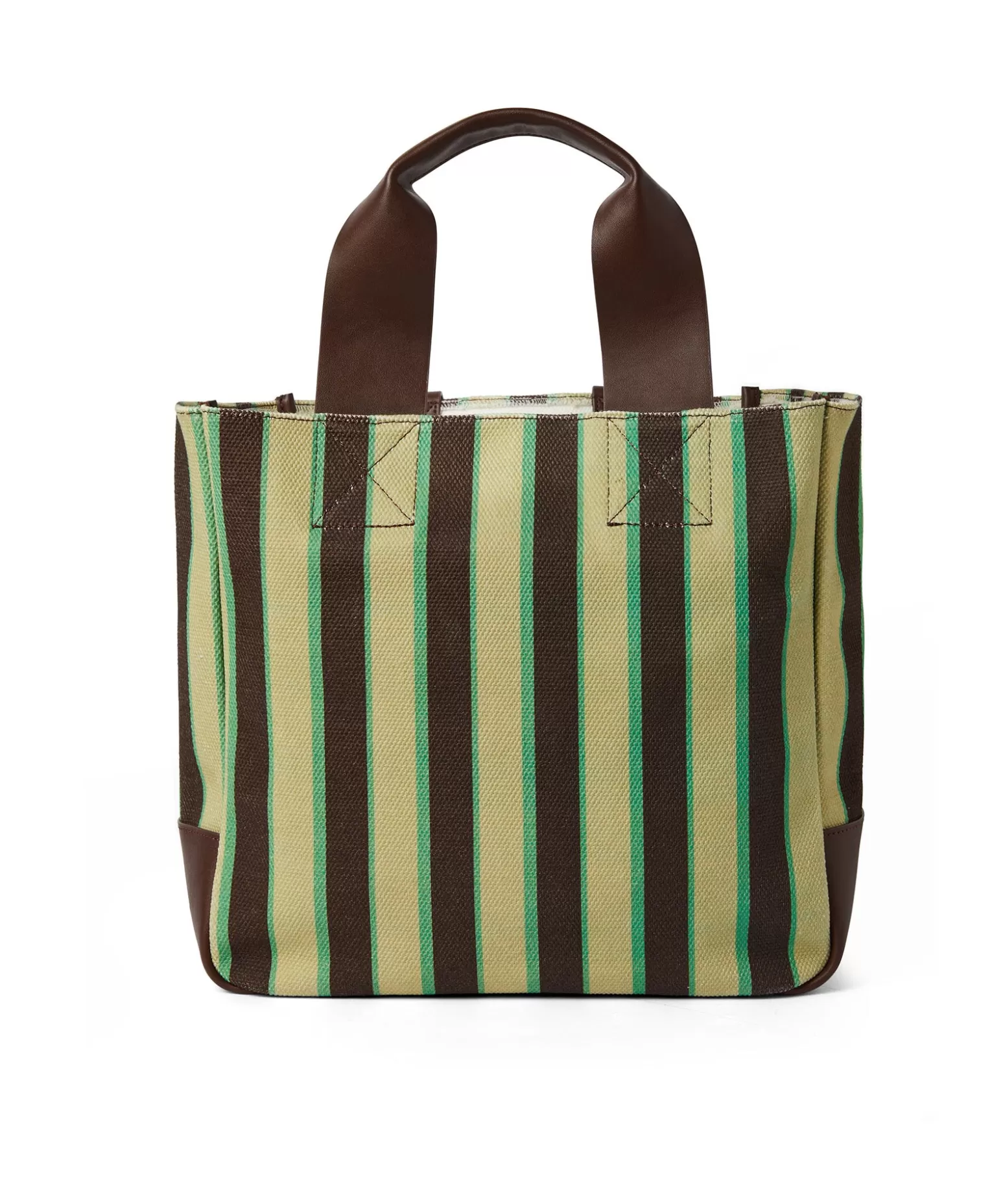 Donna MSGM Tote Bag In Cotone A Righe Con Manici In Pelle