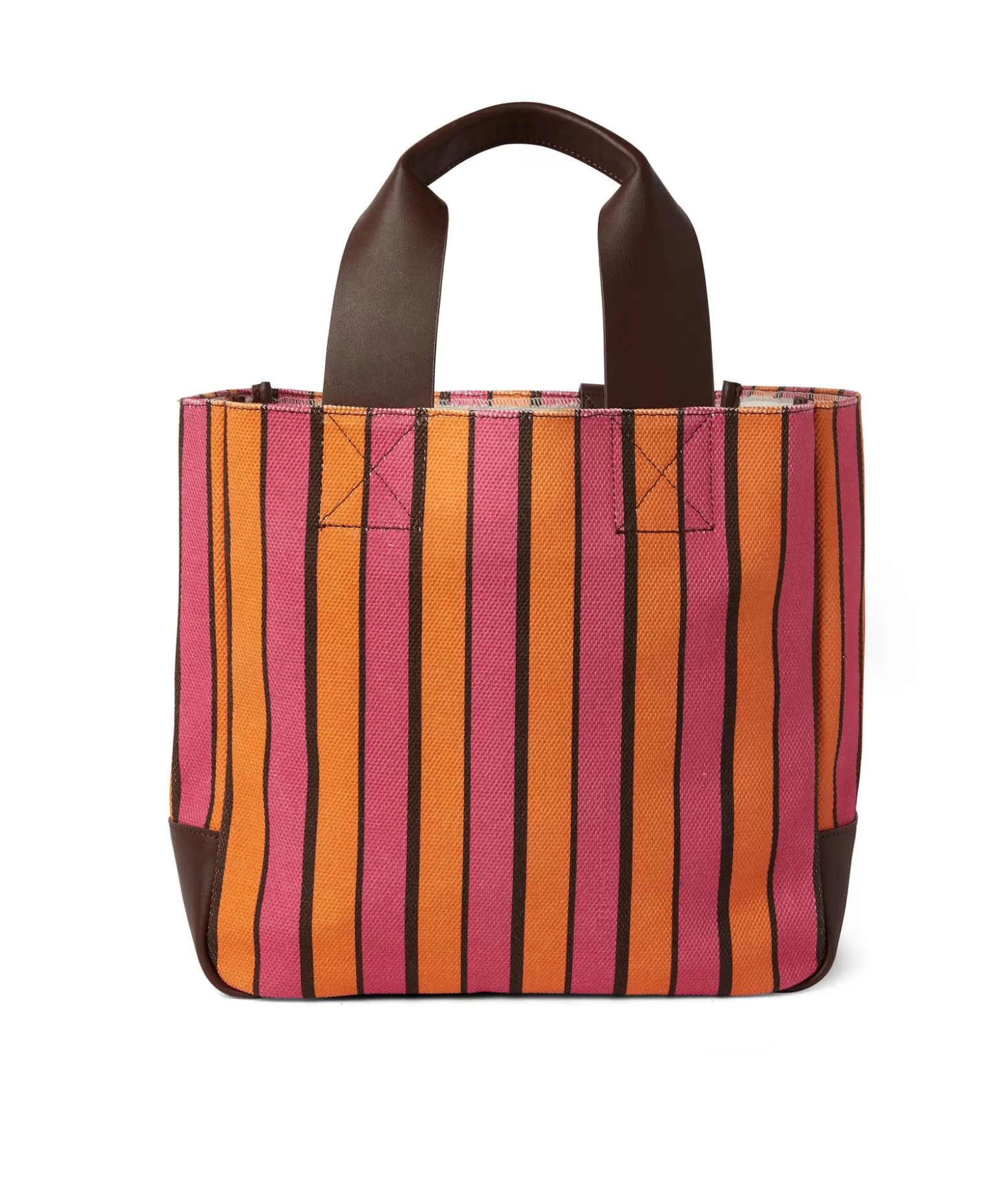 Donna MSGM Tote Bag In Cotone A Righe Con Manici In Pelle