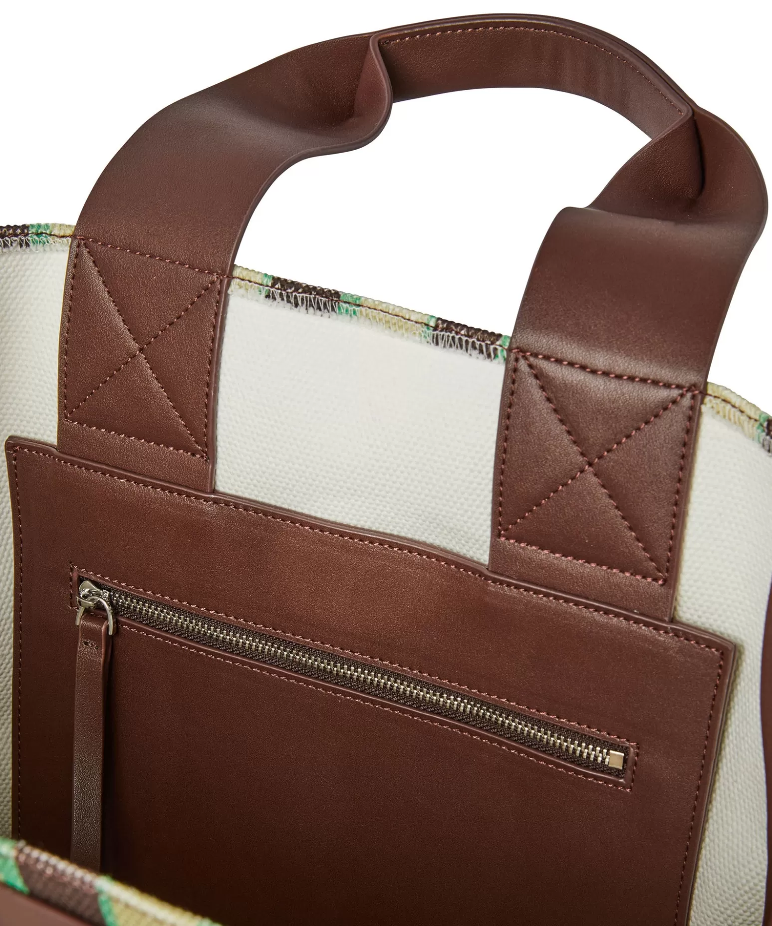 Donna MSGM Tote Bag In Cotone A Righe Con Manici In Pelle