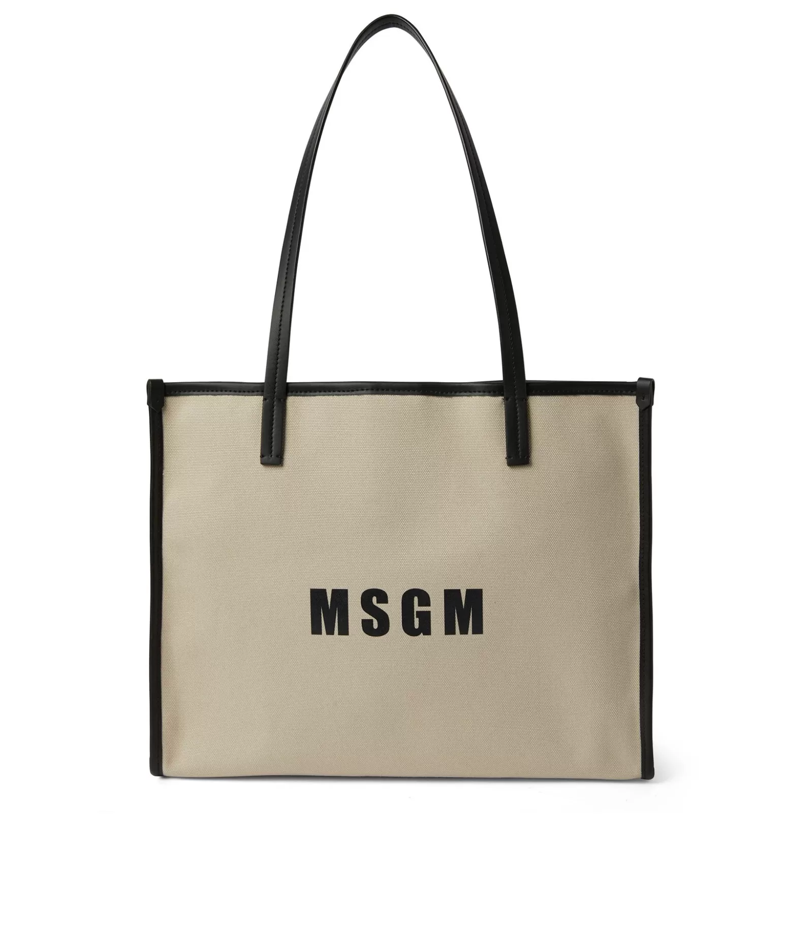 Donna MSGM Tote Bag In Cotone Canvas E Dettagli In Pelle