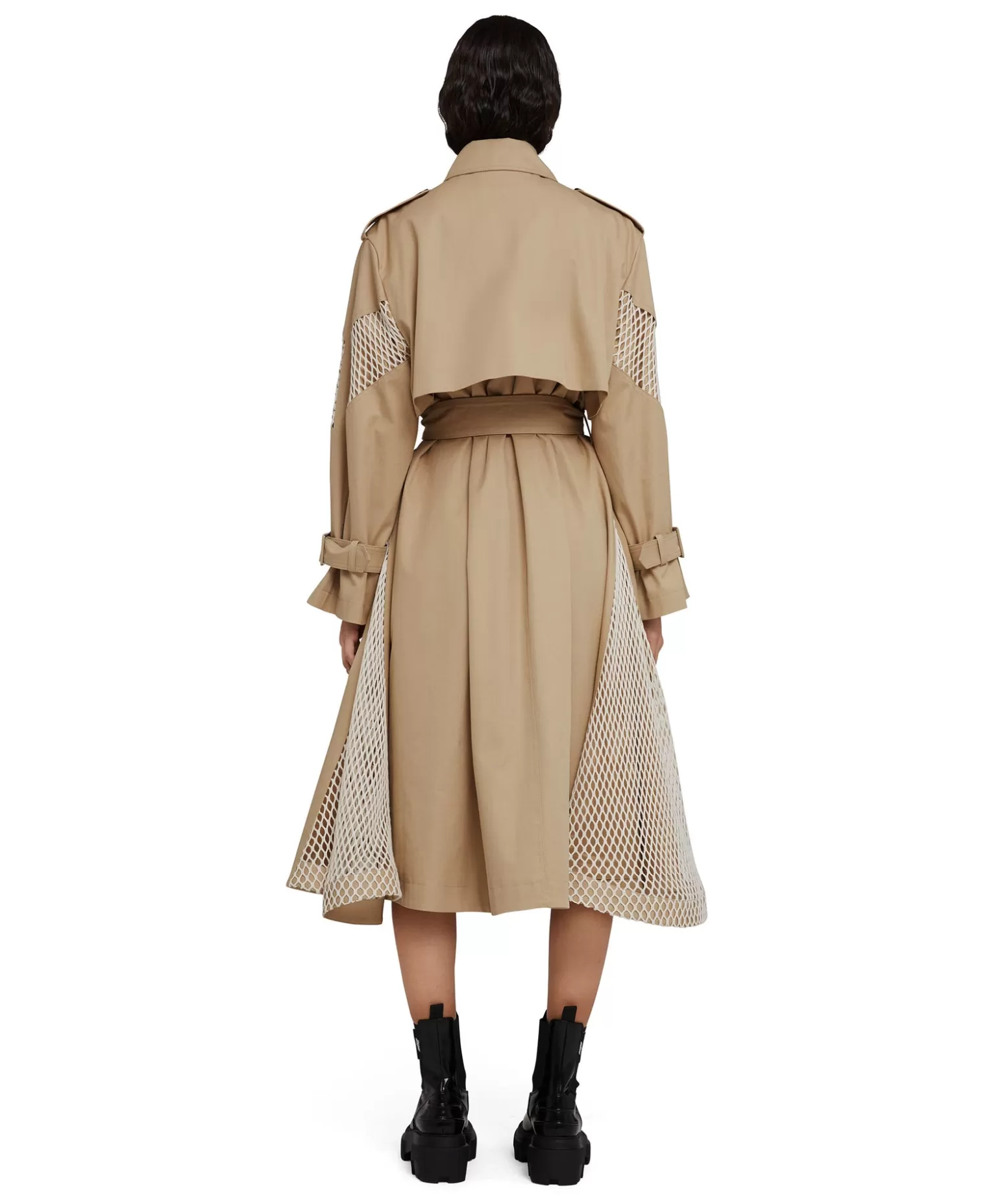 Donna MSGM Trench Doppio Petto In Gabardina Con Dettagli In Rete