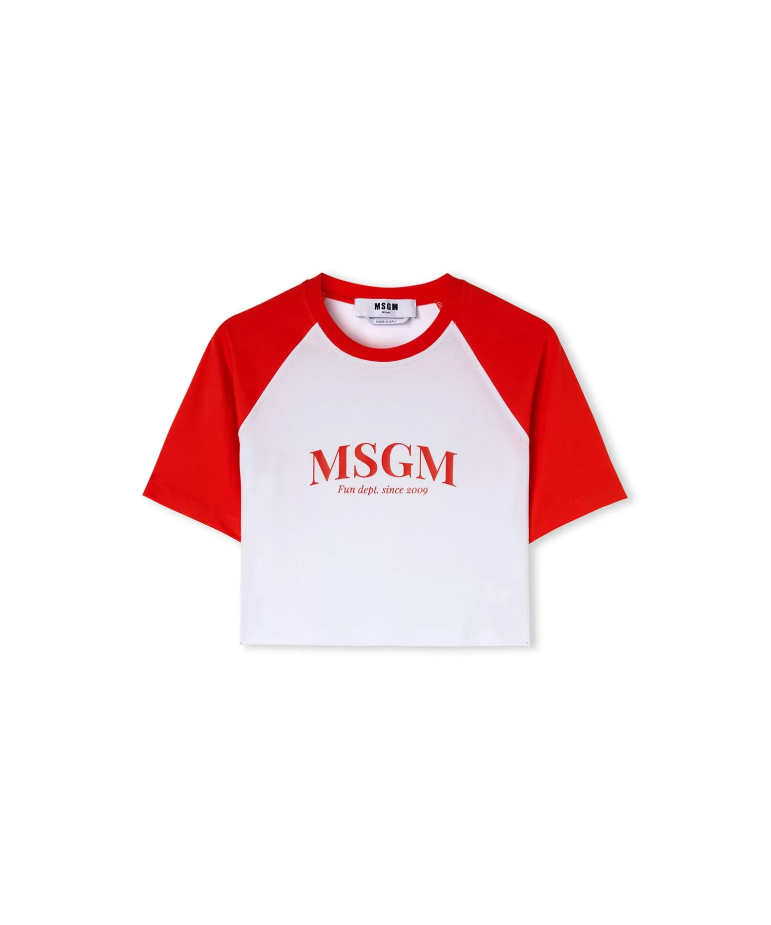 Donna MSGM T-Shirt Crop In Cotone Con Stampa "Fun Department"