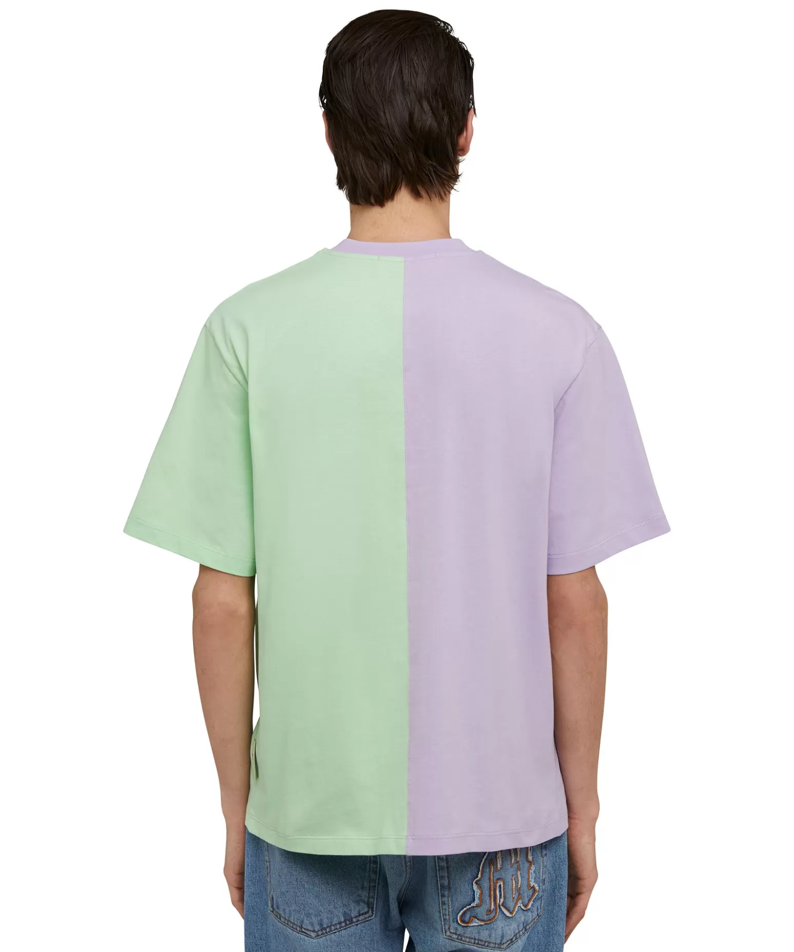 Donna MSGM T-Shirt Girocollo Bicolore In Cotone Organico Della Capsule Fantastic Green