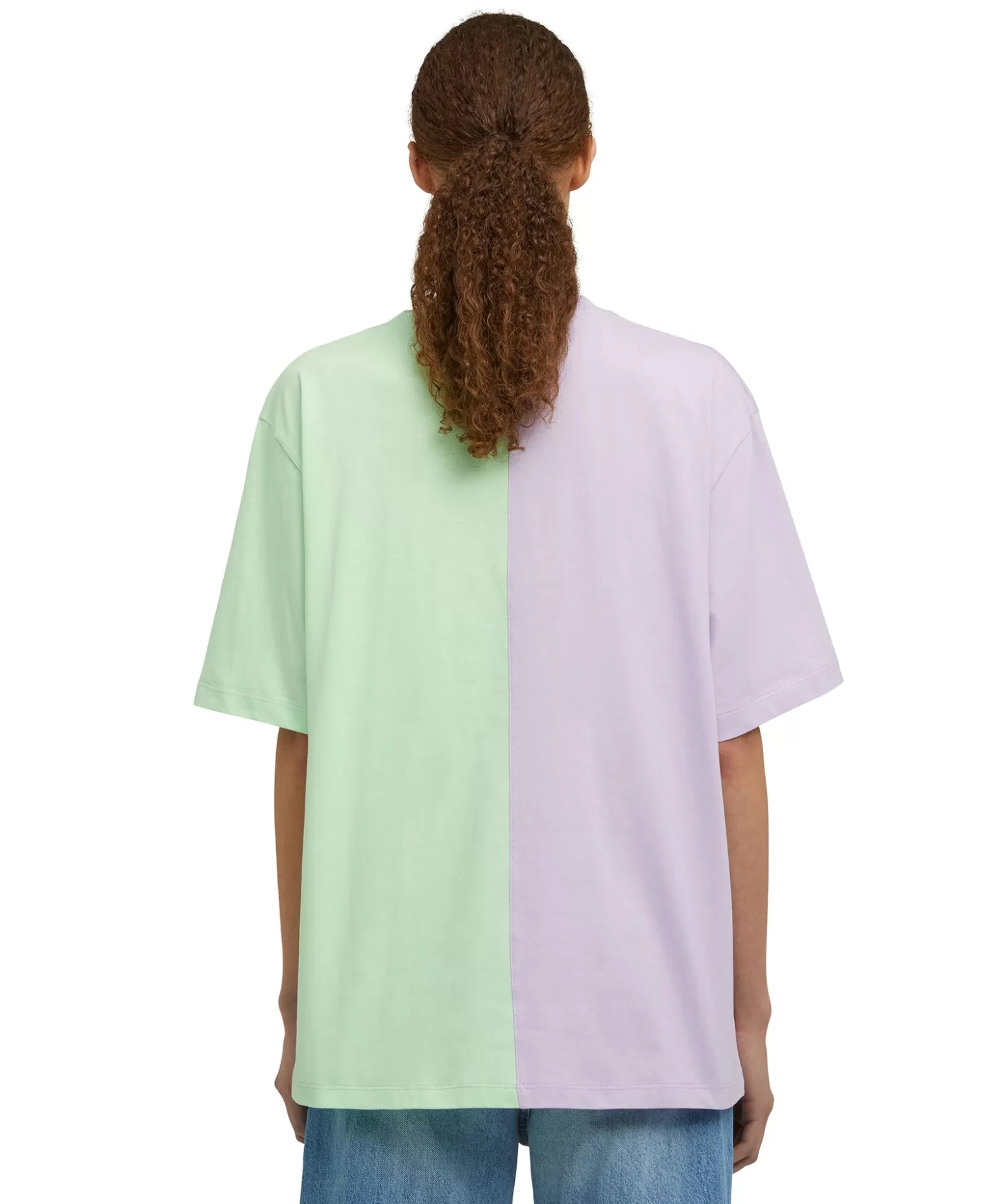 Uomo MSGM T-Shirt Girocollo Bicolore In Cotone Organico Della Capsule Fantastic Green