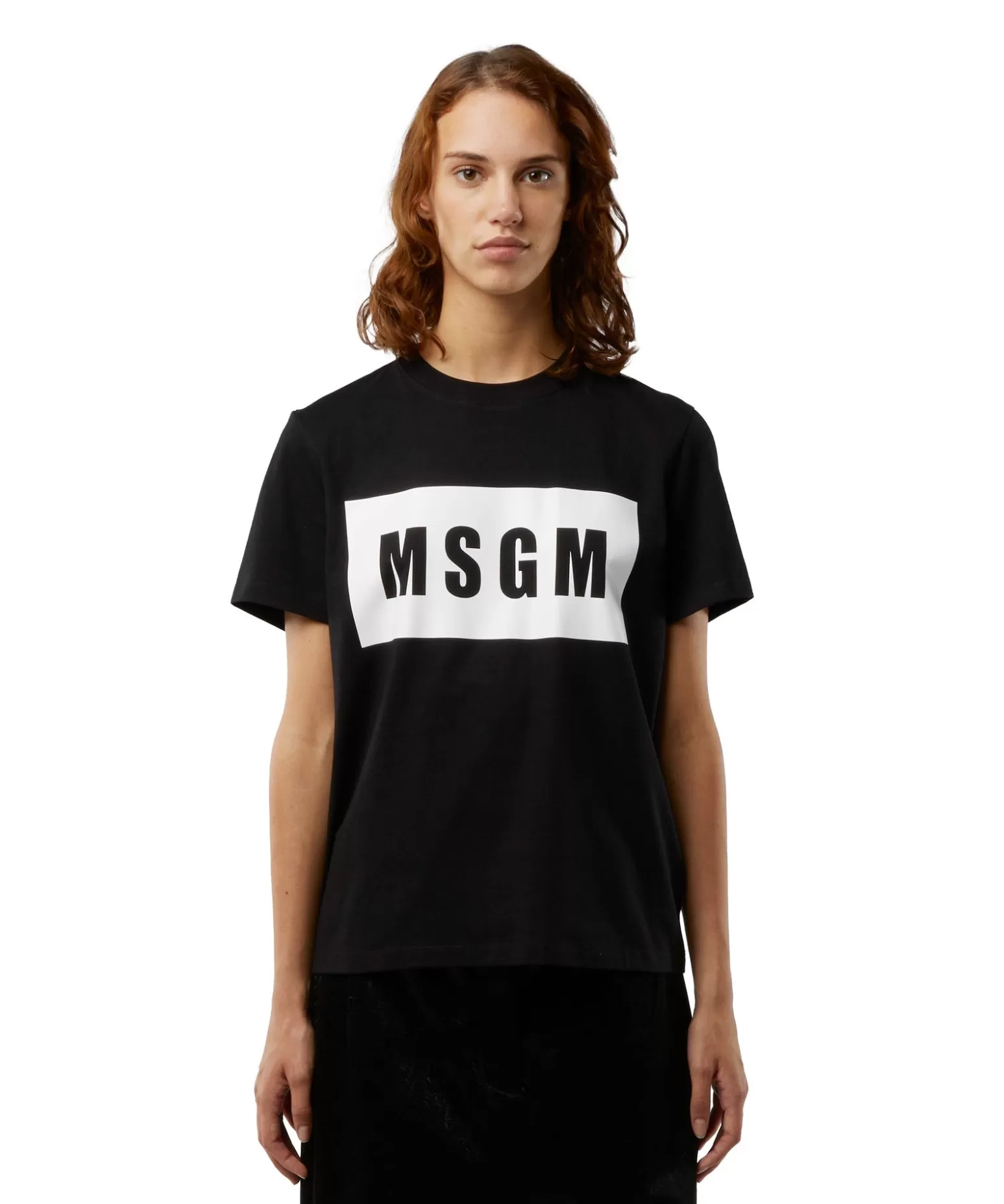 Donna MSGM T-Shirt Girocollo Con Box Logo