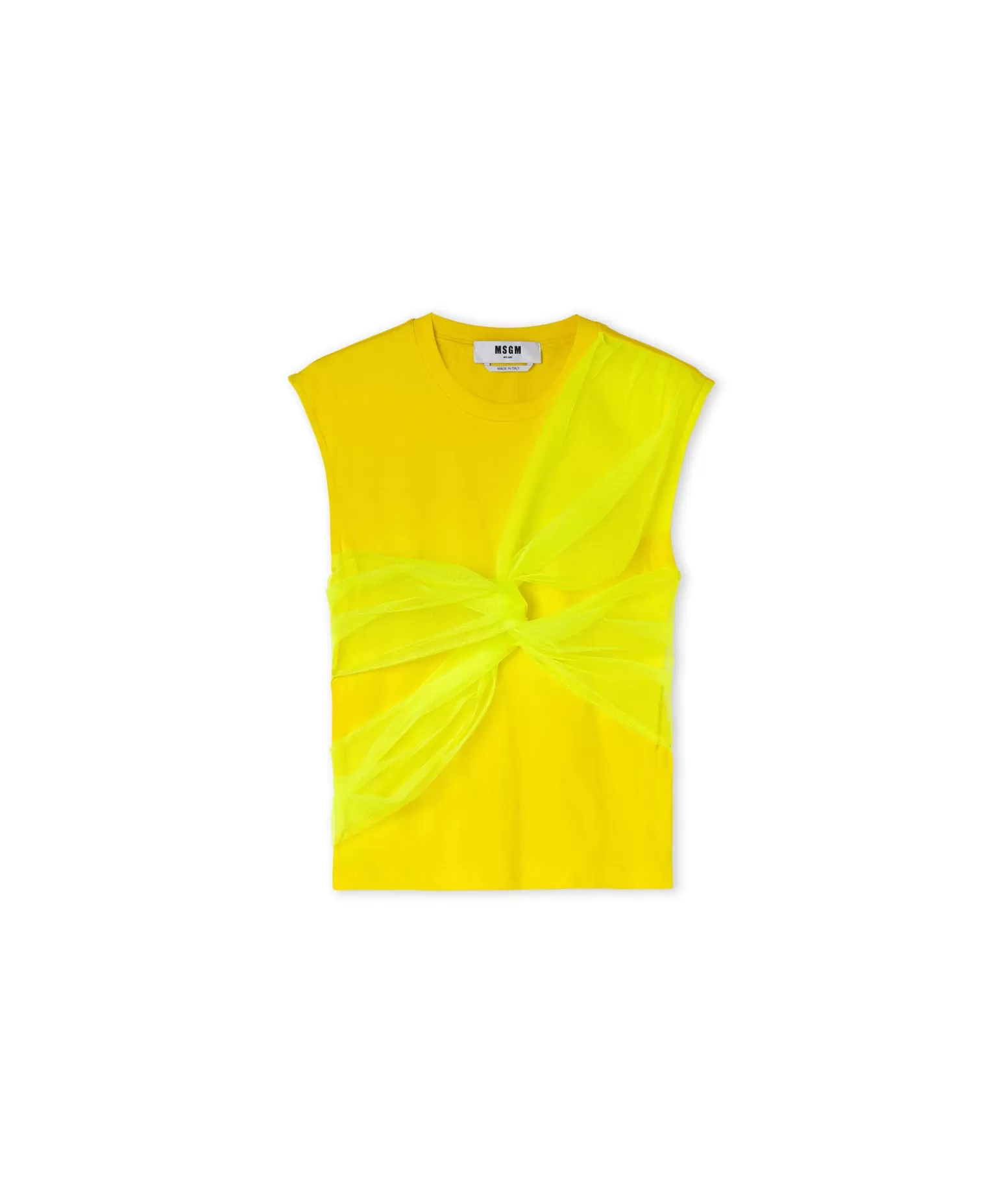 Donna MSGM T-Shirt Girocollo Con Dettaglio In Tulle