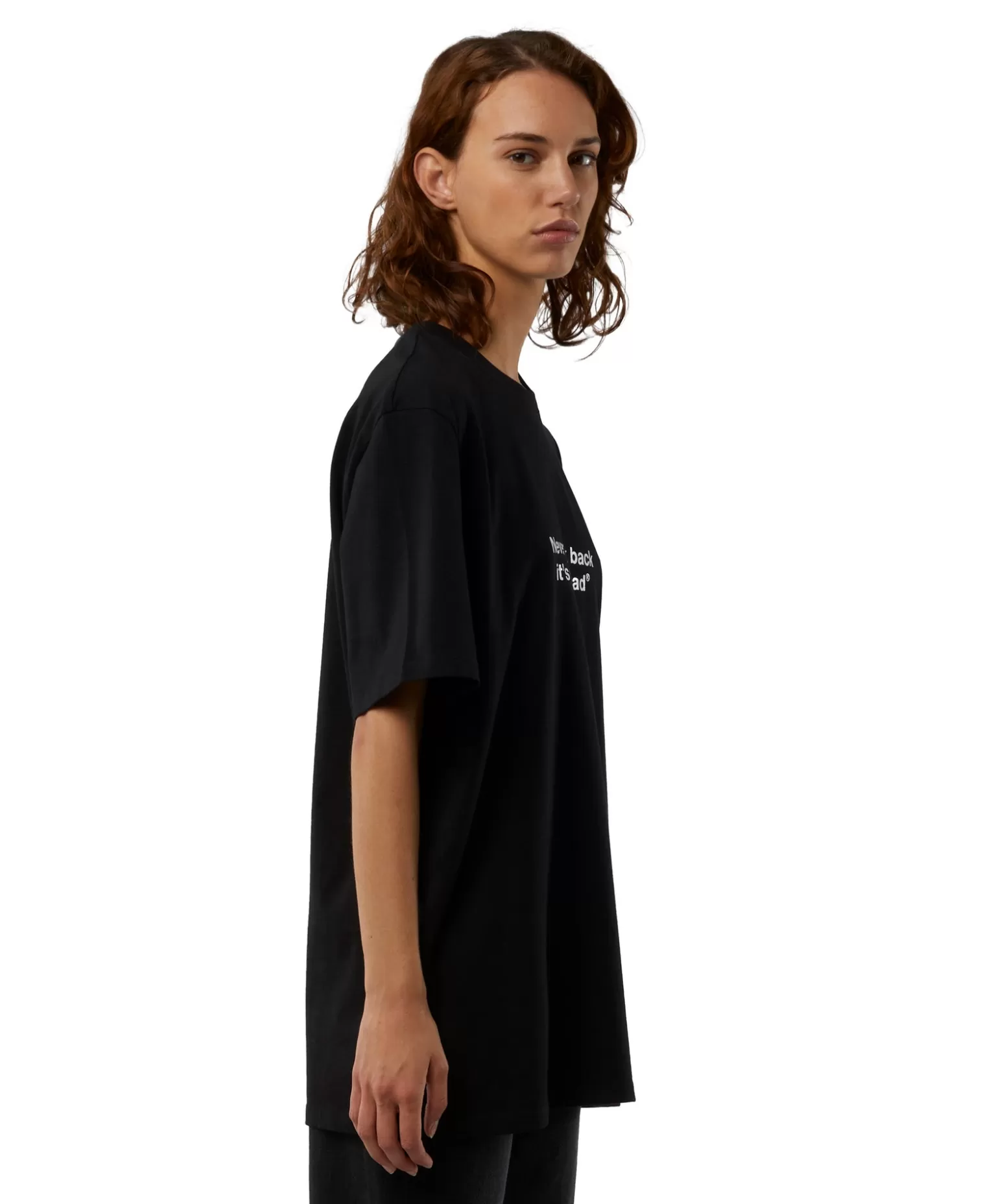 Donna MSGM T-Shirt Girocollo Con Quote "Never Look Back It'S All Ahead"