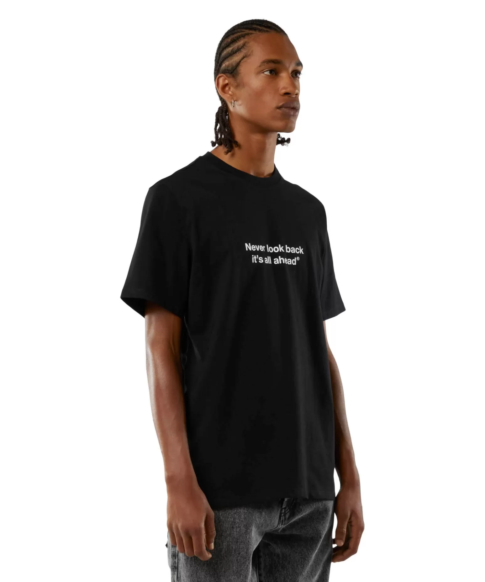 Donna MSGM T-Shirt Girocollo Con Quote "Never Look Back It'S All Ahead"