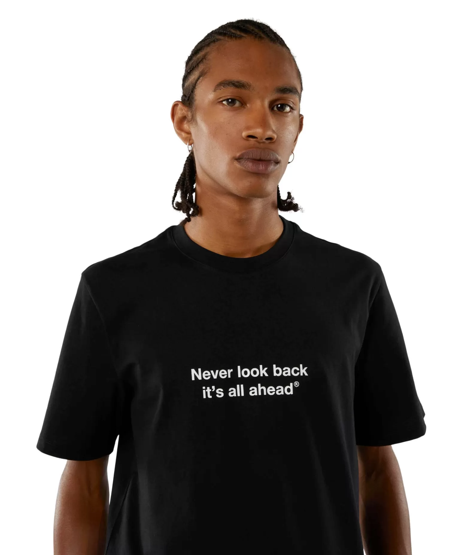 Donna MSGM T-Shirt Girocollo Con Quote "Never Look Back It'S All Ahead"