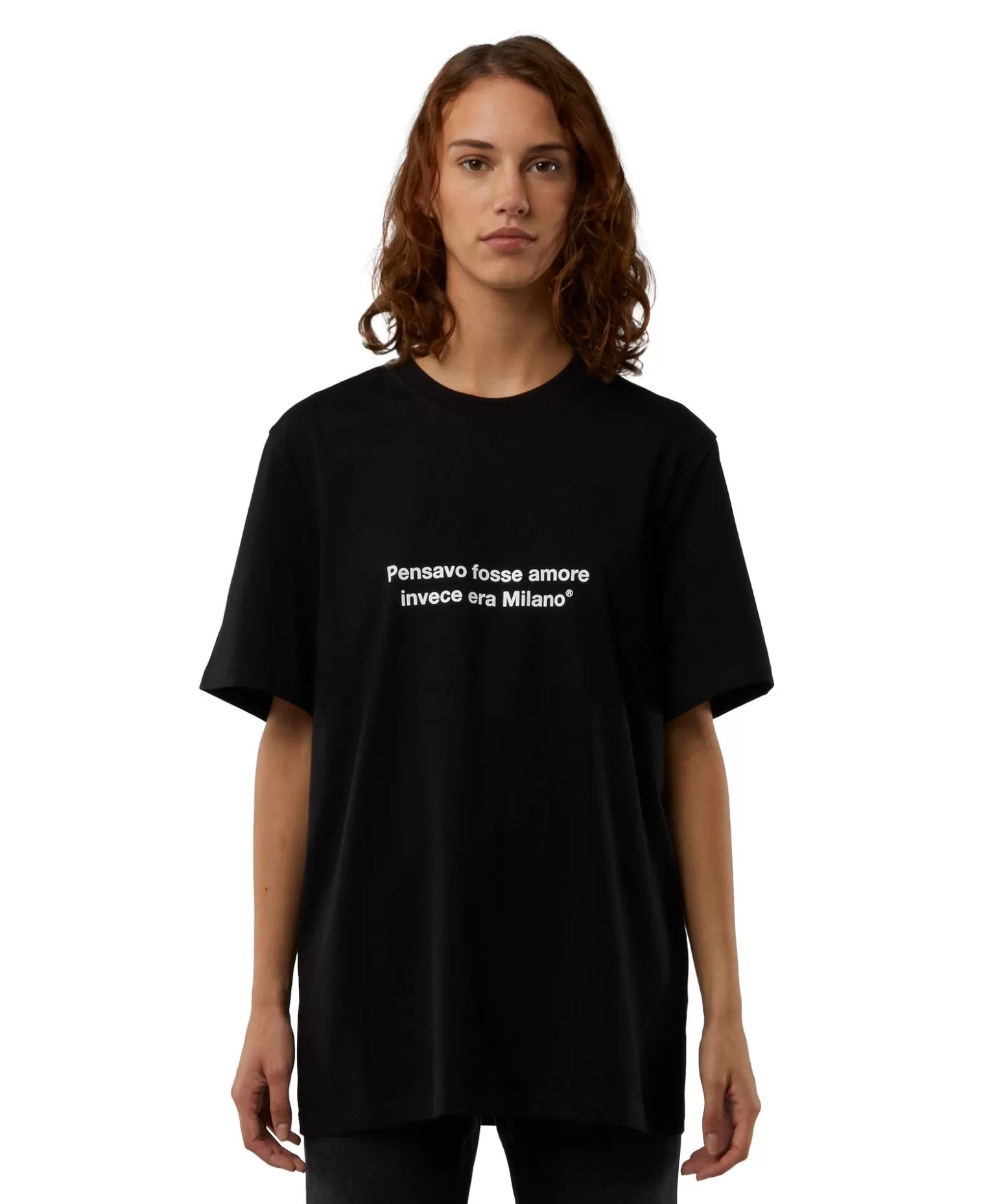 Uomo MSGM T-Shirt Girocollo Con Quote "Pensavo Fosse Amore Invece Era Milano"
