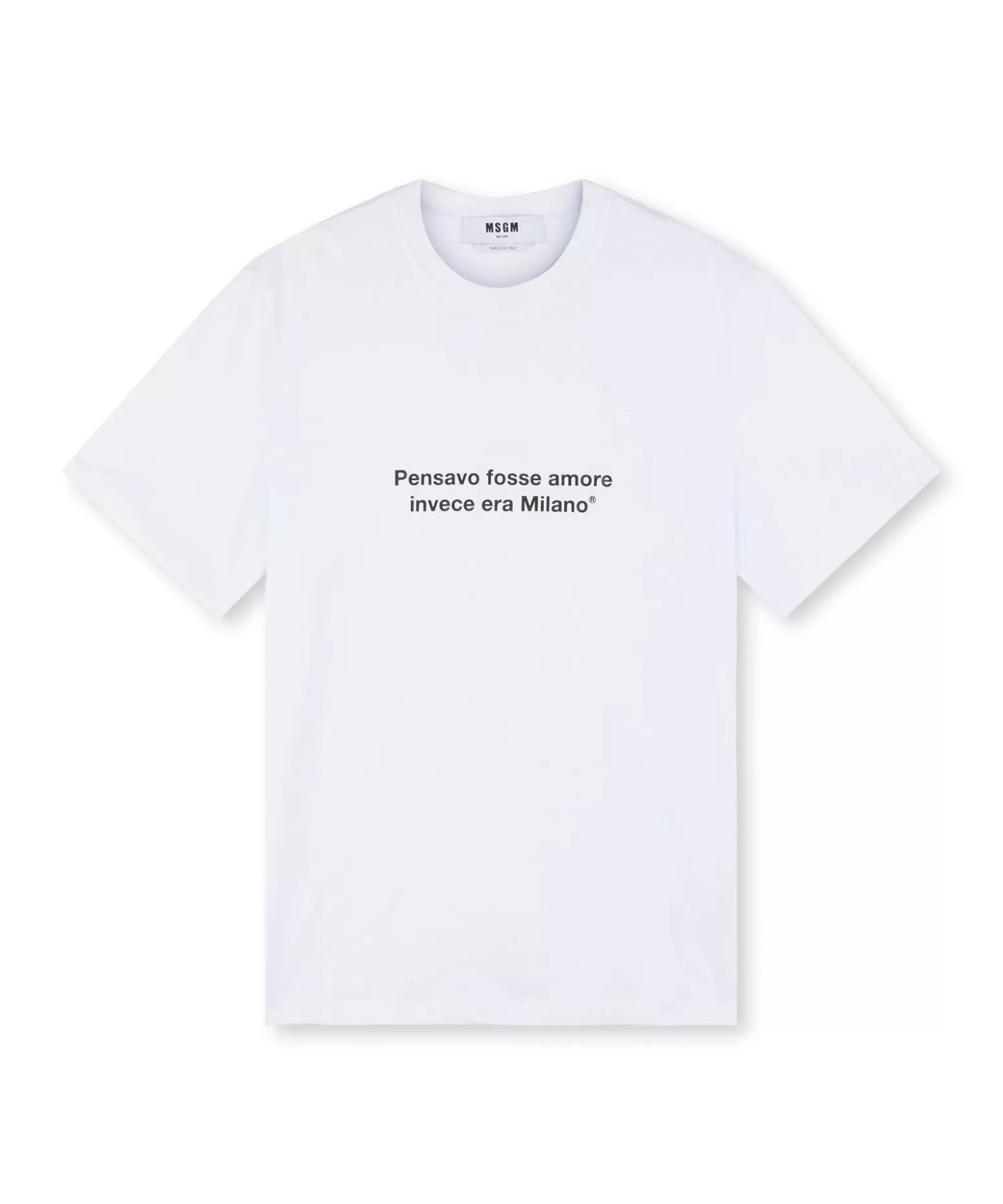 Uomo MSGM T-Shirt Girocollo Con Quote "Pensavo Fosse Amore Invece Era Milano"