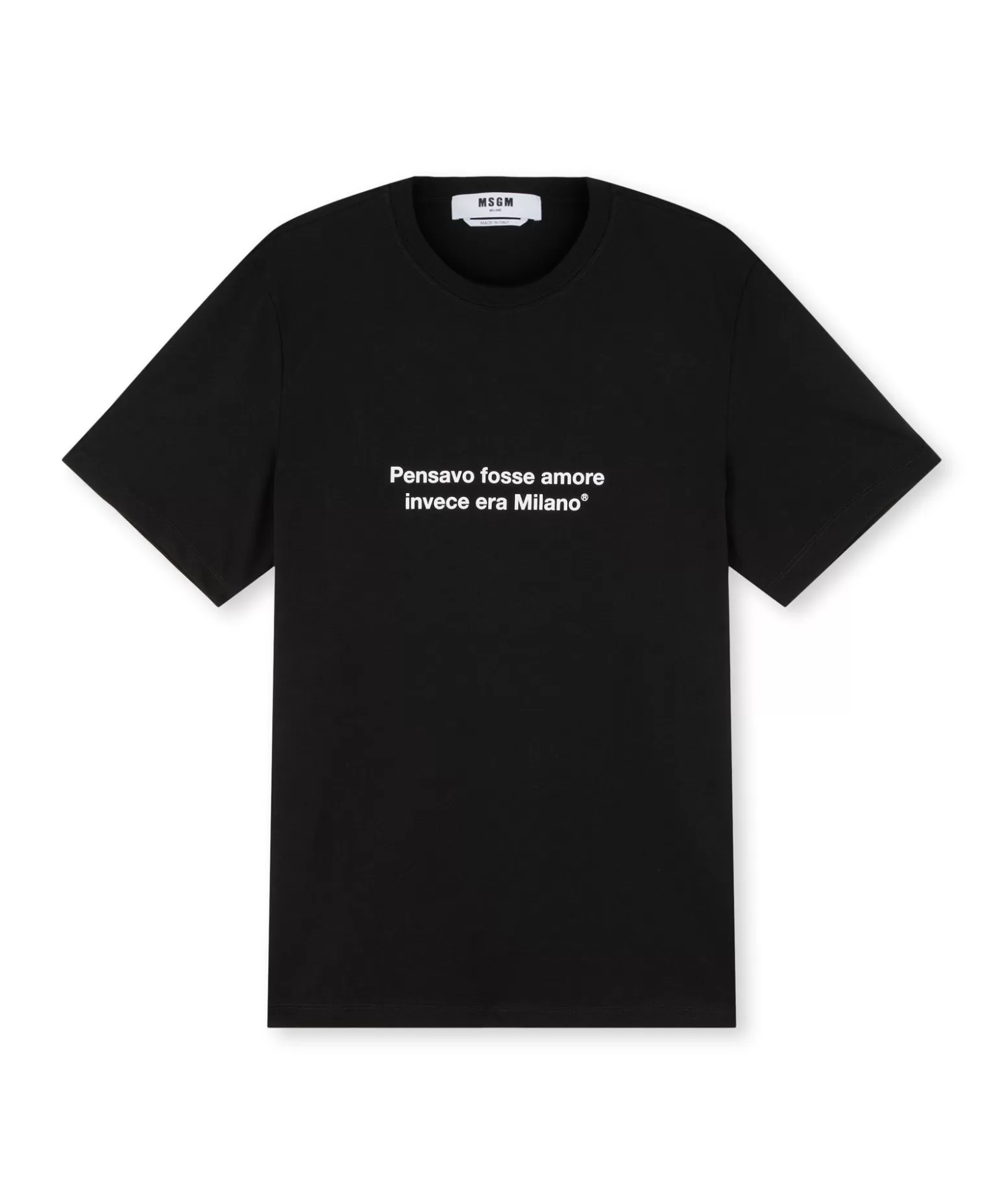 Uomo MSGM T-Shirt Girocollo Con Quote "Pensavo Fosse Amore Invece Era Milano"