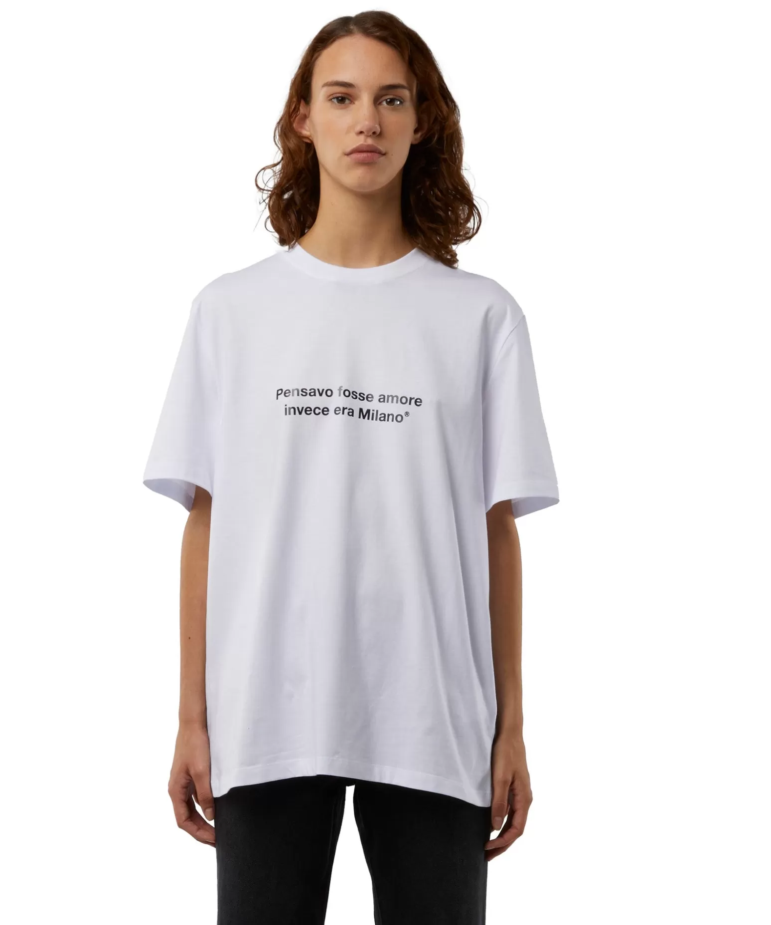 Uomo MSGM T-Shirt Girocollo Con Quote "Pensavo Fosse Amore Invece Era Milano"