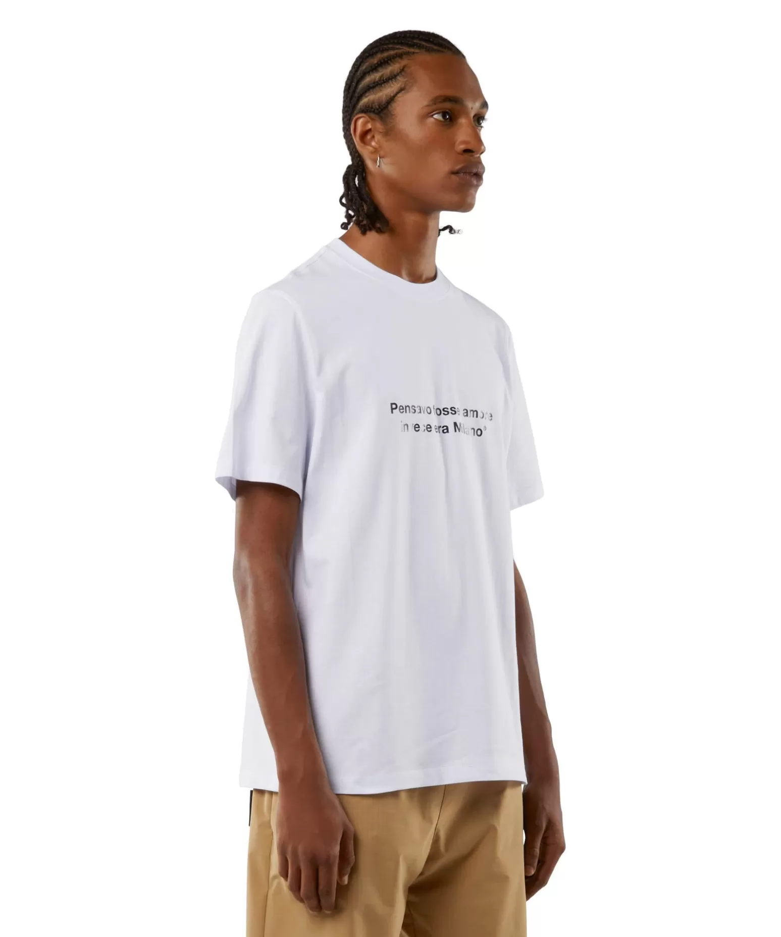 Uomo MSGM T-Shirt Girocollo Con Quote "Pensavo Fosse Amore Invece Era Milano"